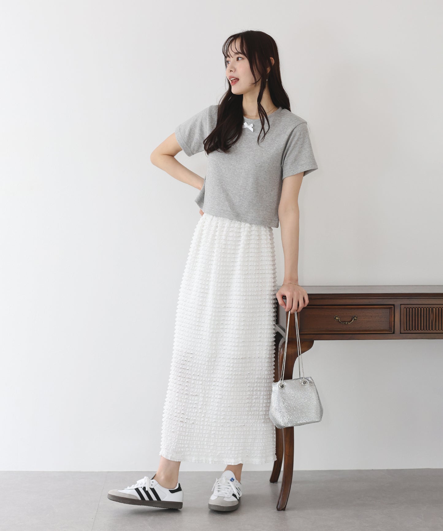 【SALE】カットフリルレースIラインスカート