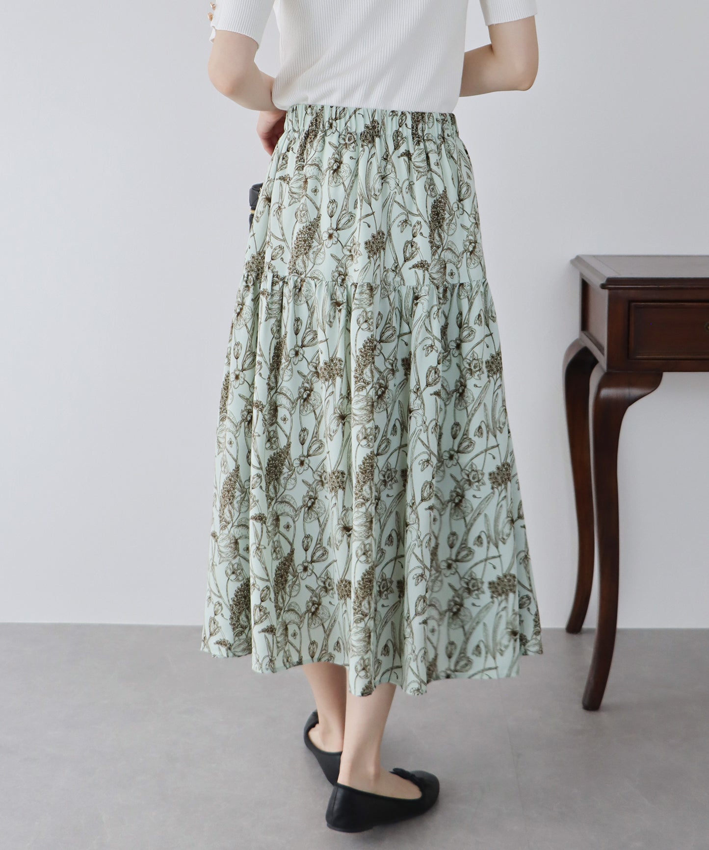 【SALE】花柄ティアードスカート
