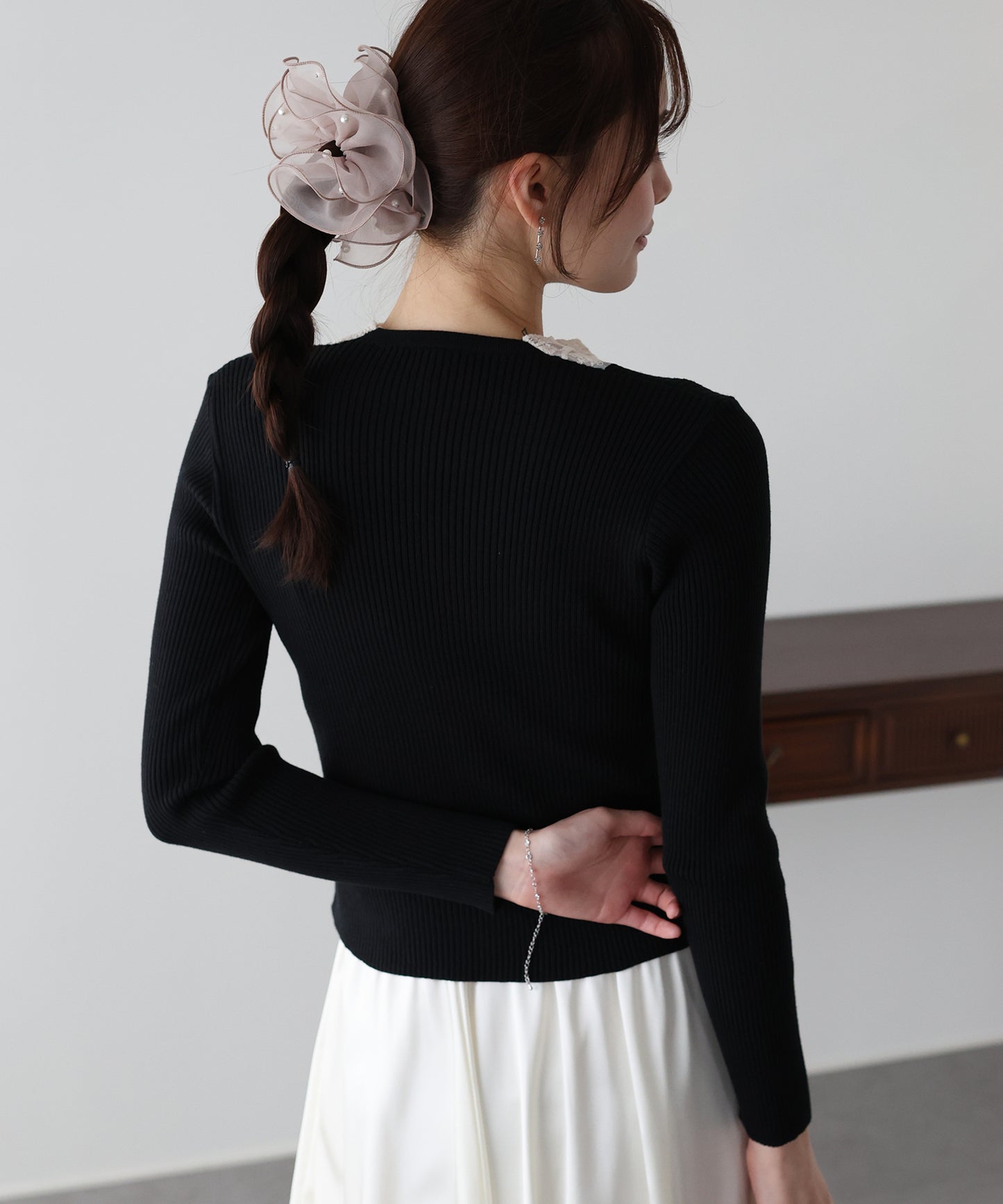 【早割5%OFF】レースドッキングニット