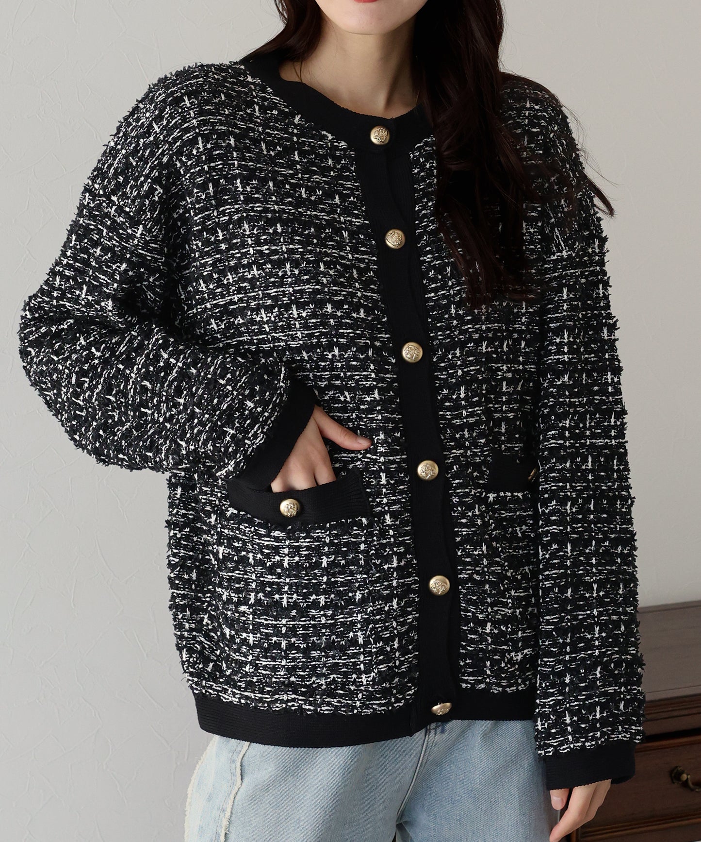 【SALE】ツイードニットジャケット
