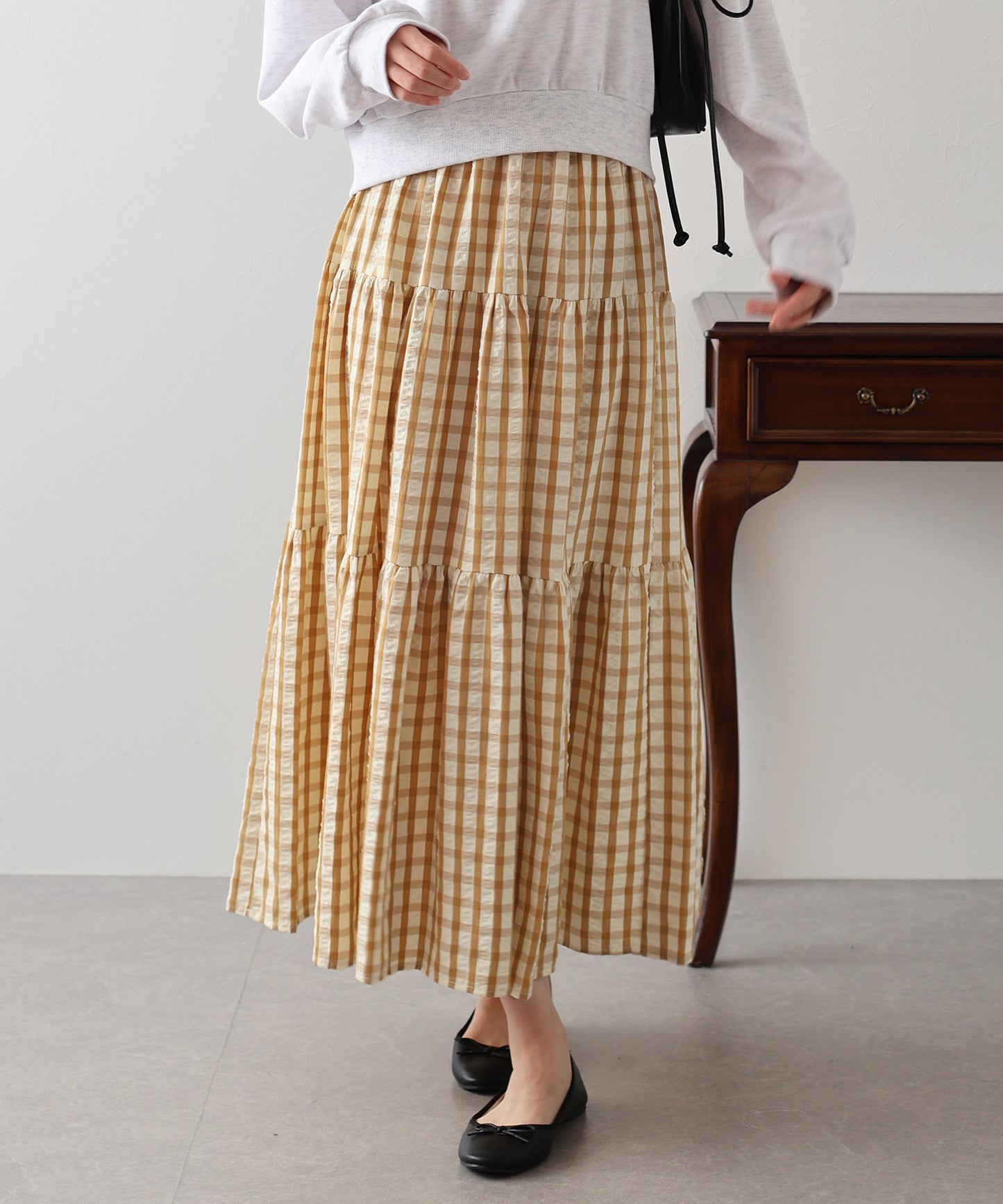 【SALE】チェックティアードスカート