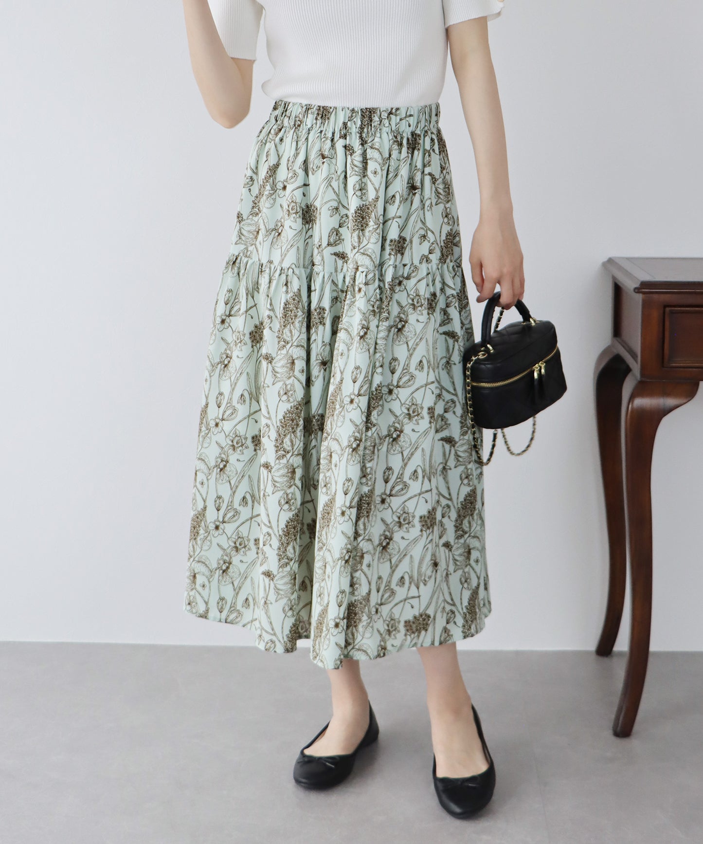 【SALE】花柄ティアードスカート