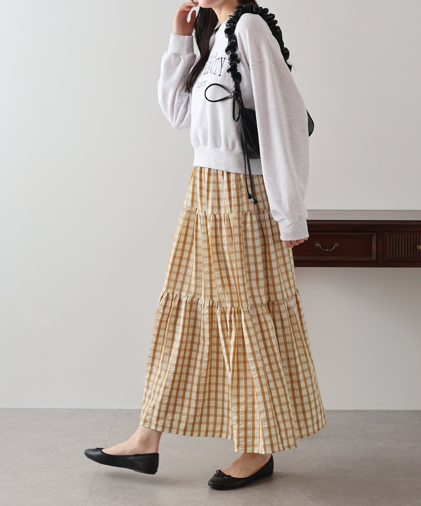 【SALE】チェックティアードスカート