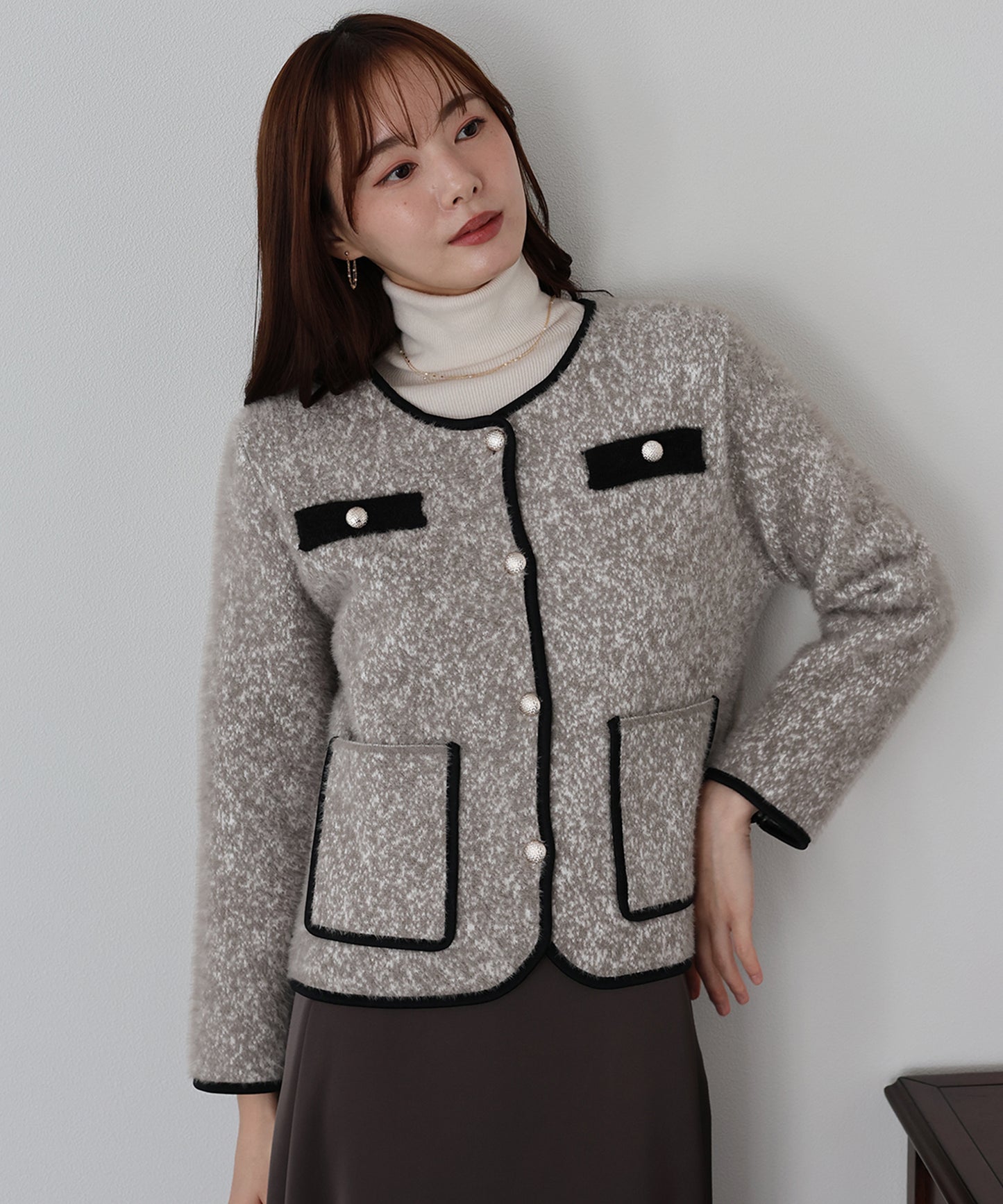 ツイード風シャギージャケット