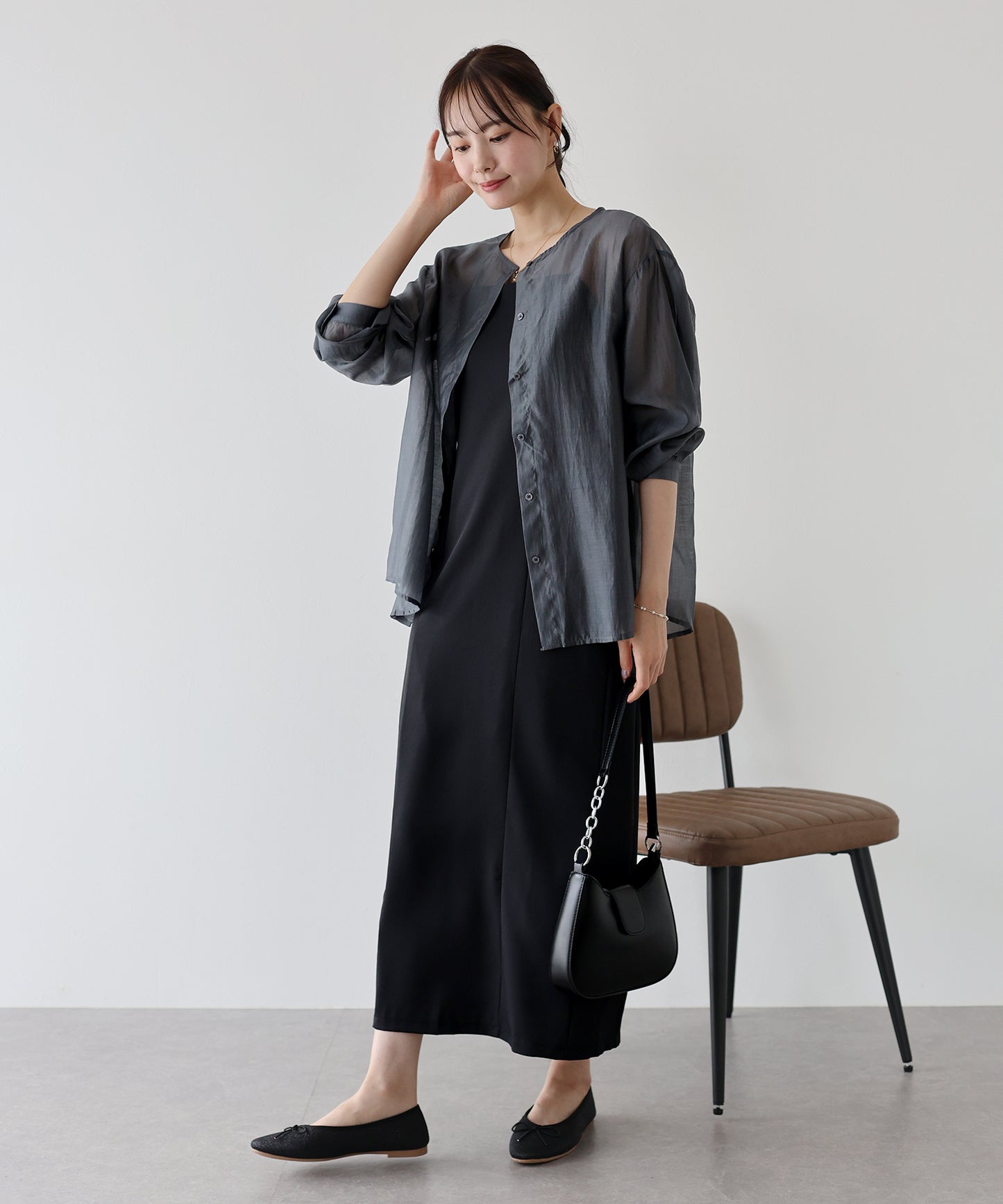 【SALE】ノーカラーシアーシャツ【ネコポス】