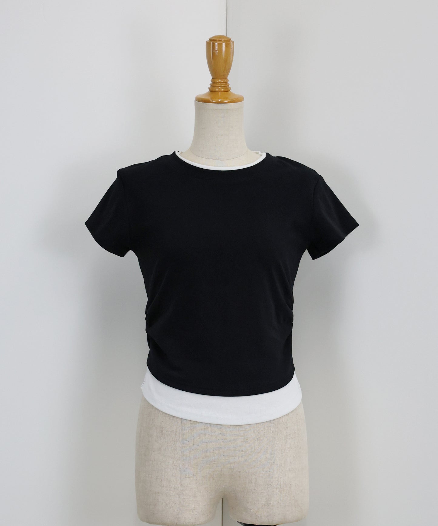 【TIME SALE】サイドシャーリングレイヤードTシャツ【ネコポス】