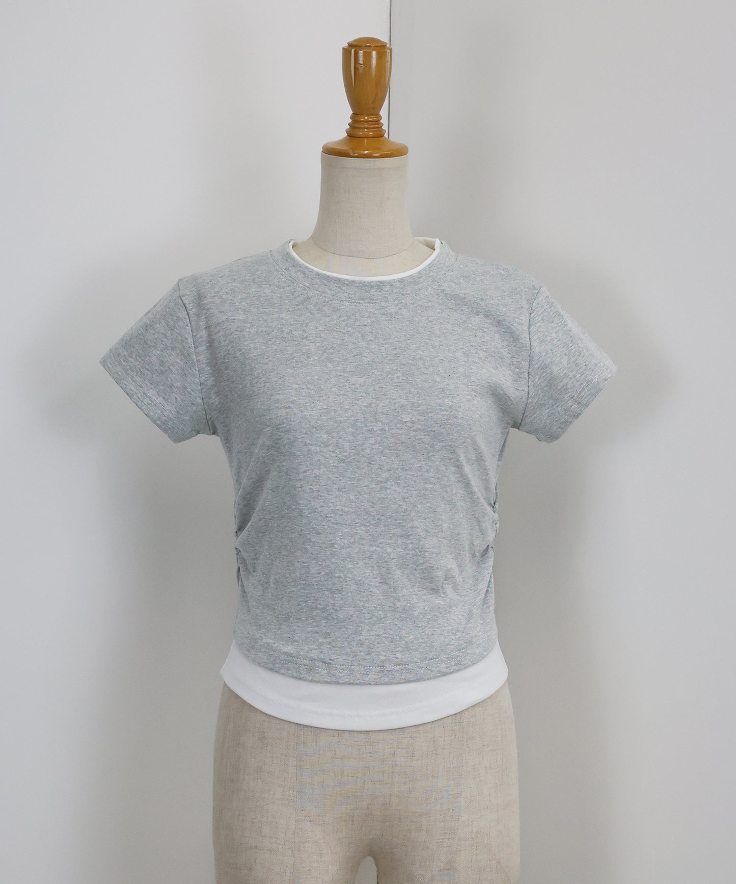 【TIME SALE】サイドシャーリングレイヤードTシャツ【ネコポス】