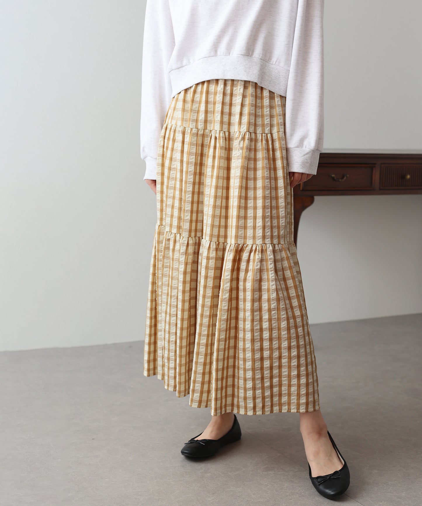 【SALE】チェックティアードスカート