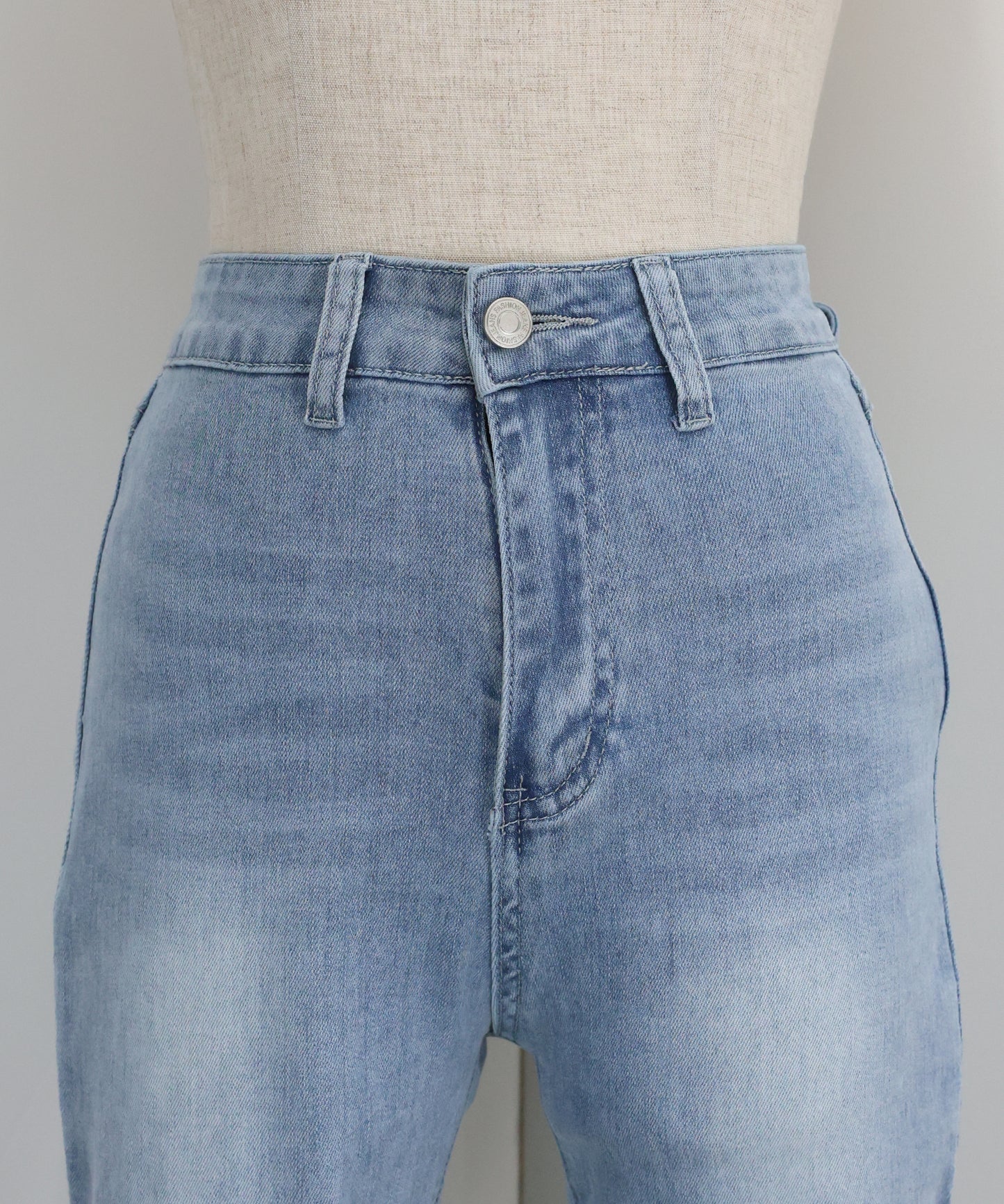 ハイウエストバックリボンデニムパンツ
