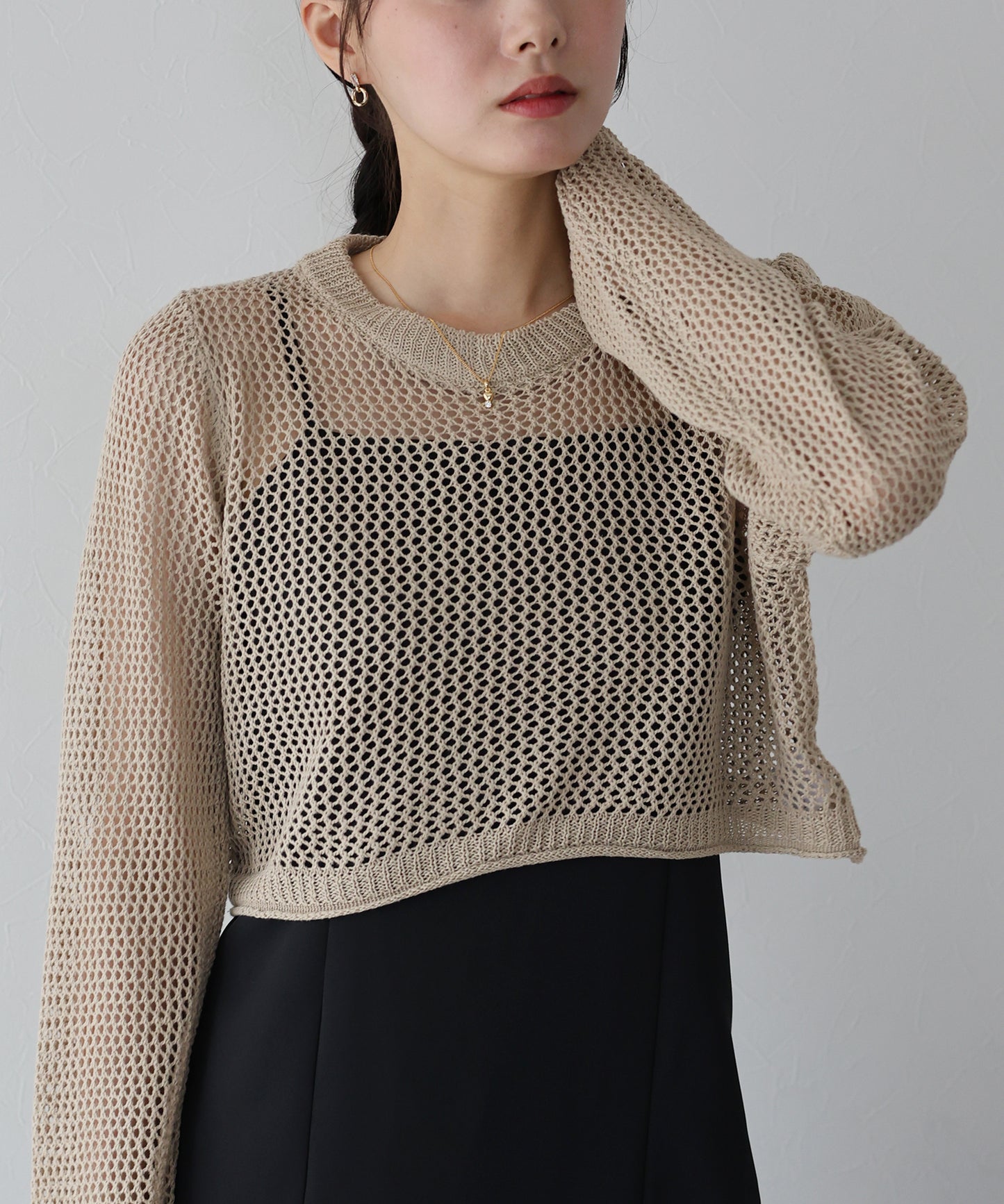 【SALE】メッシュニットトップス