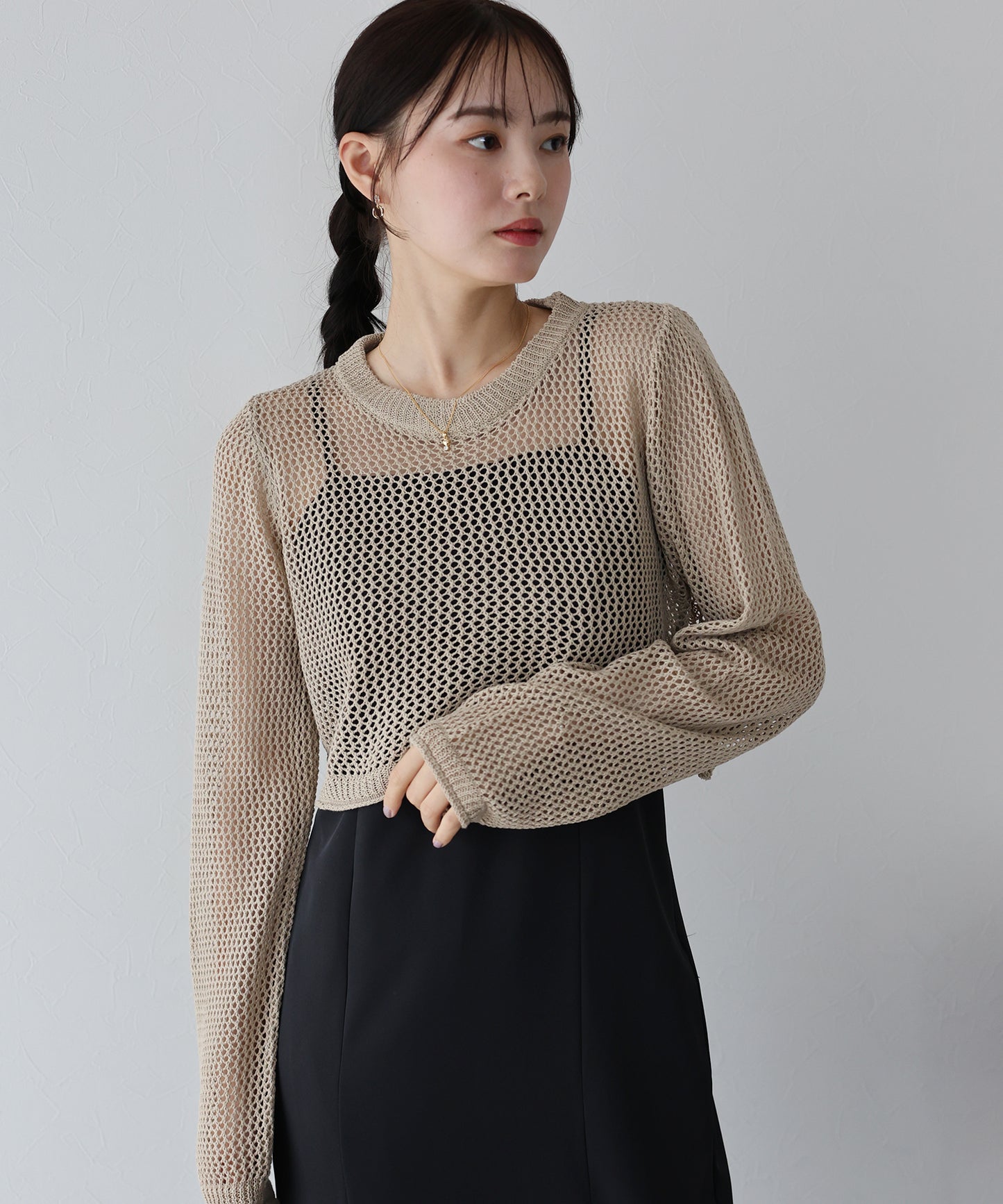 【SALE】メッシュニットトップス