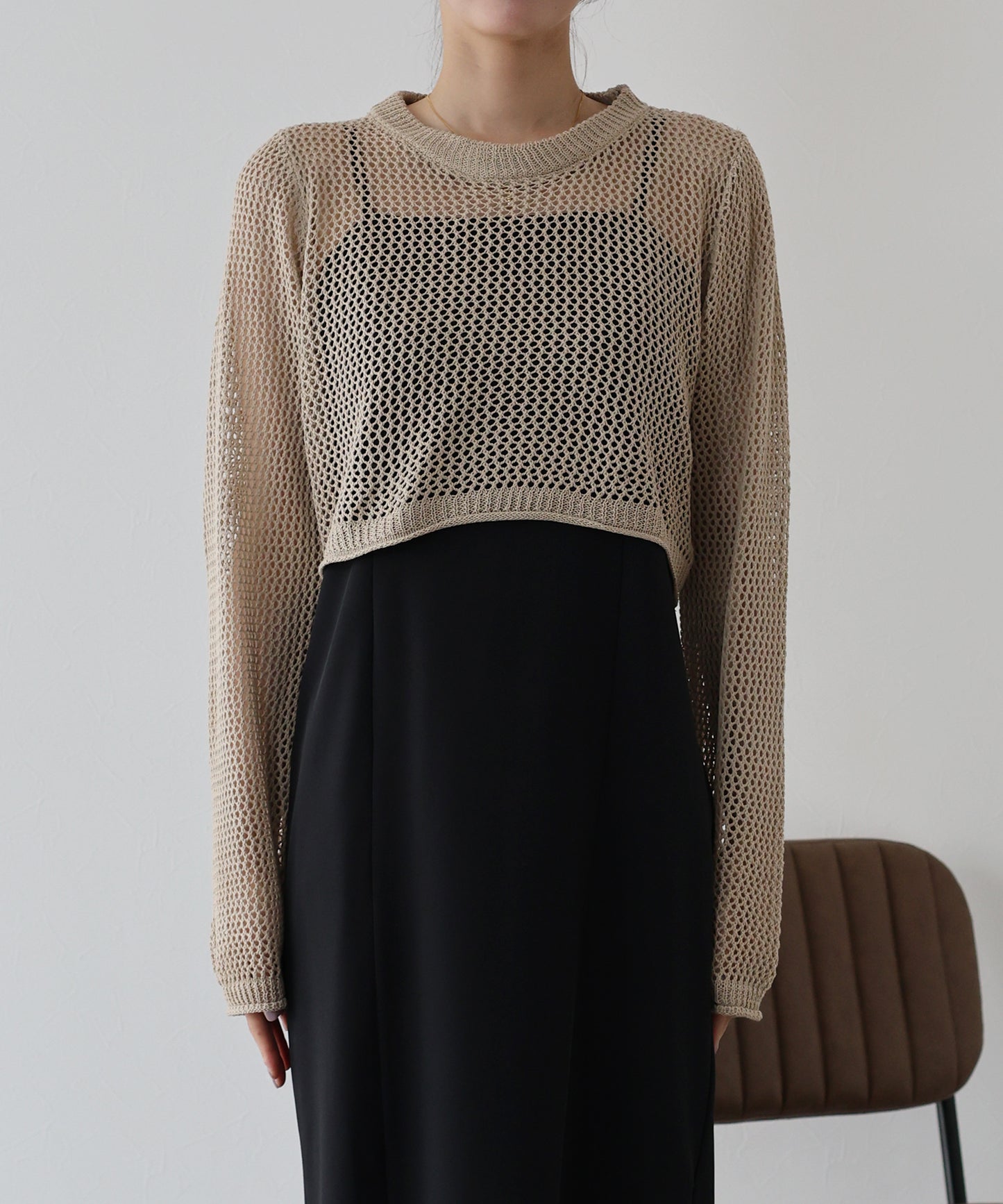 【SALE】メッシュニットトップス