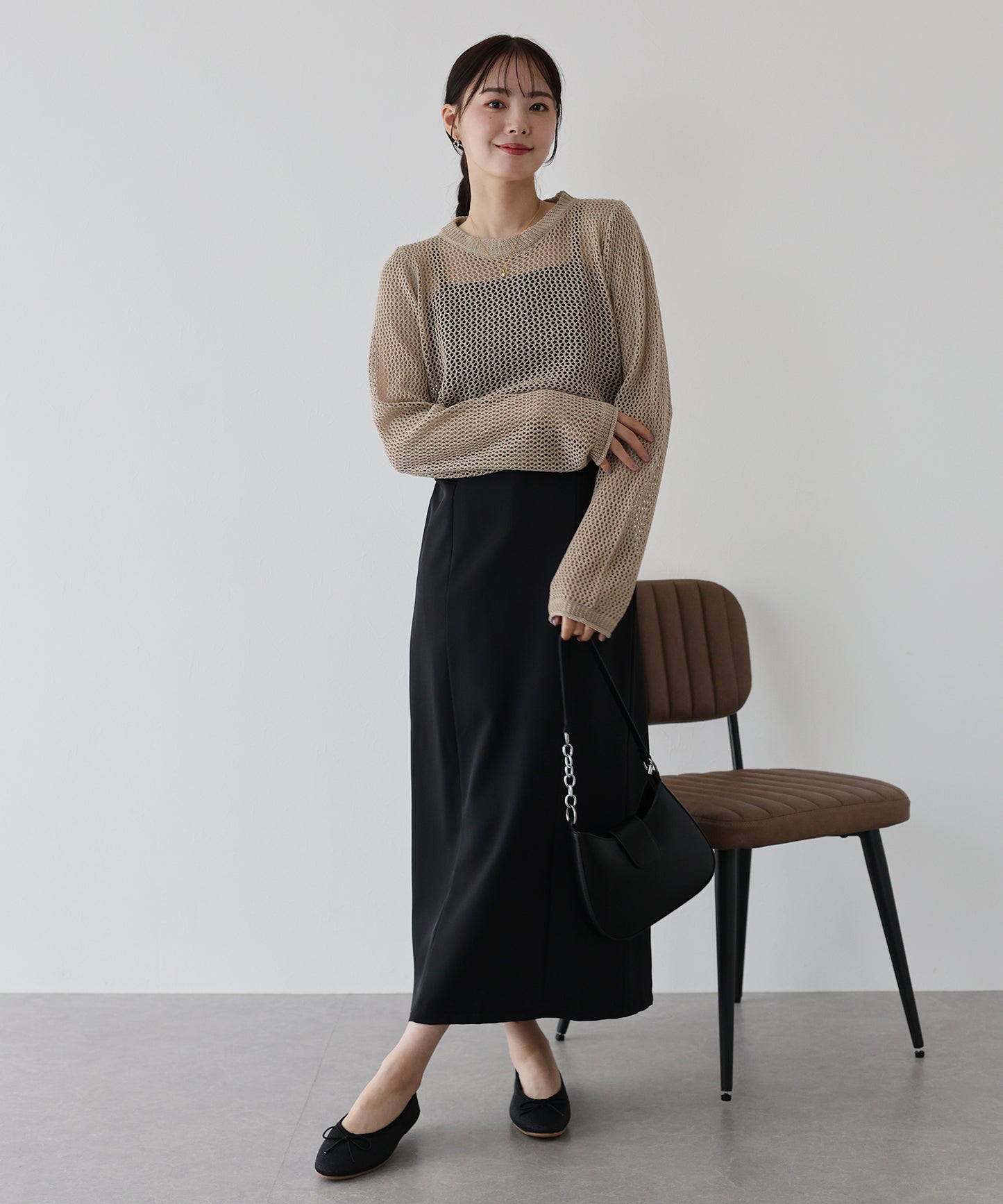 【SALE】メッシュニットトップス