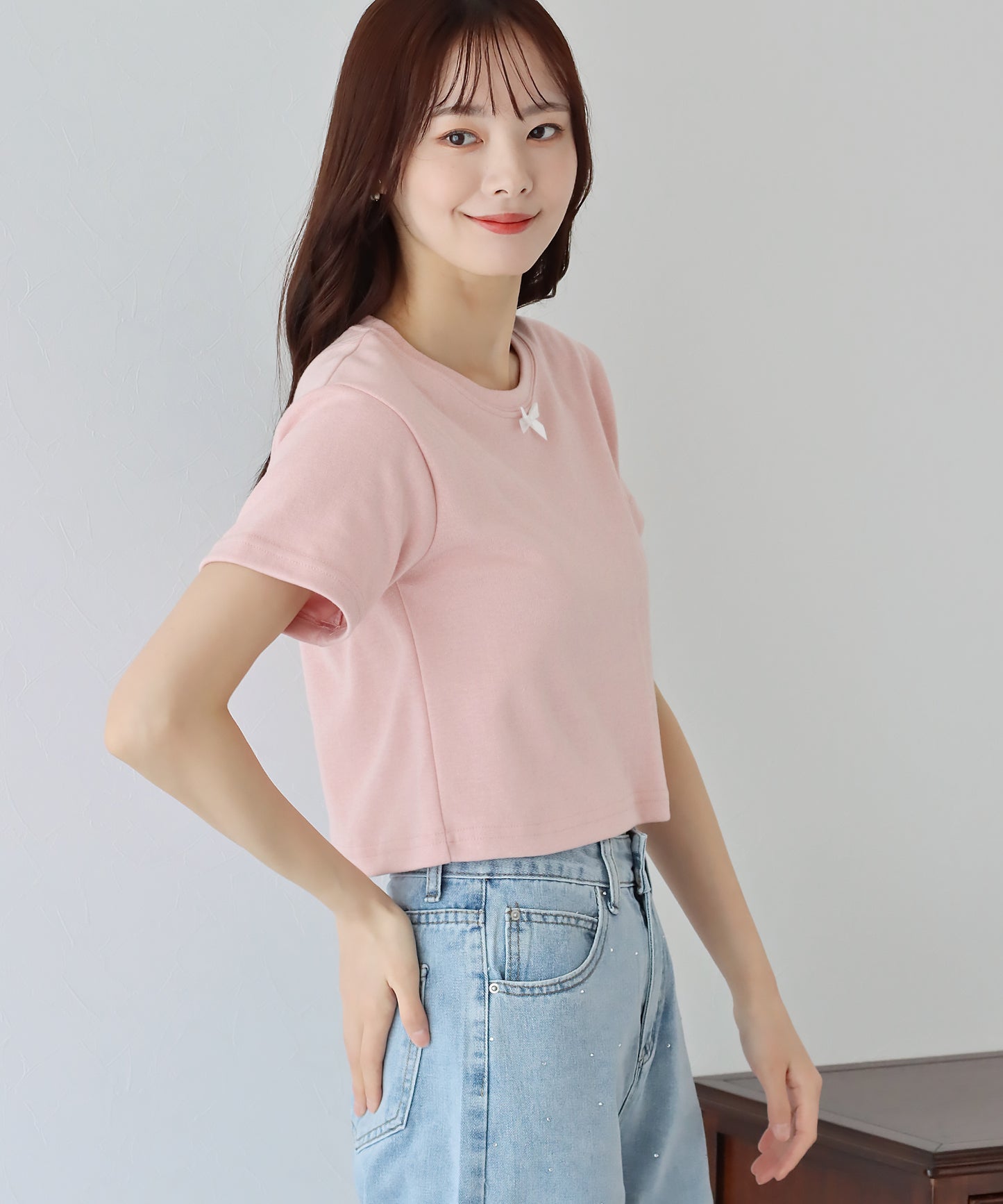 【SALE】プチリボン付きTシャツ【ネコポス】