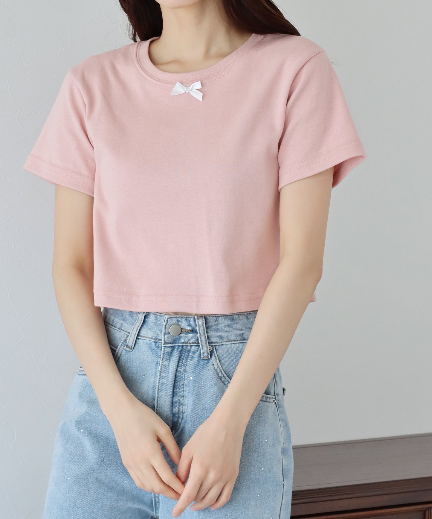 【SALE】プチリボン付きTシャツ【ネコポス】