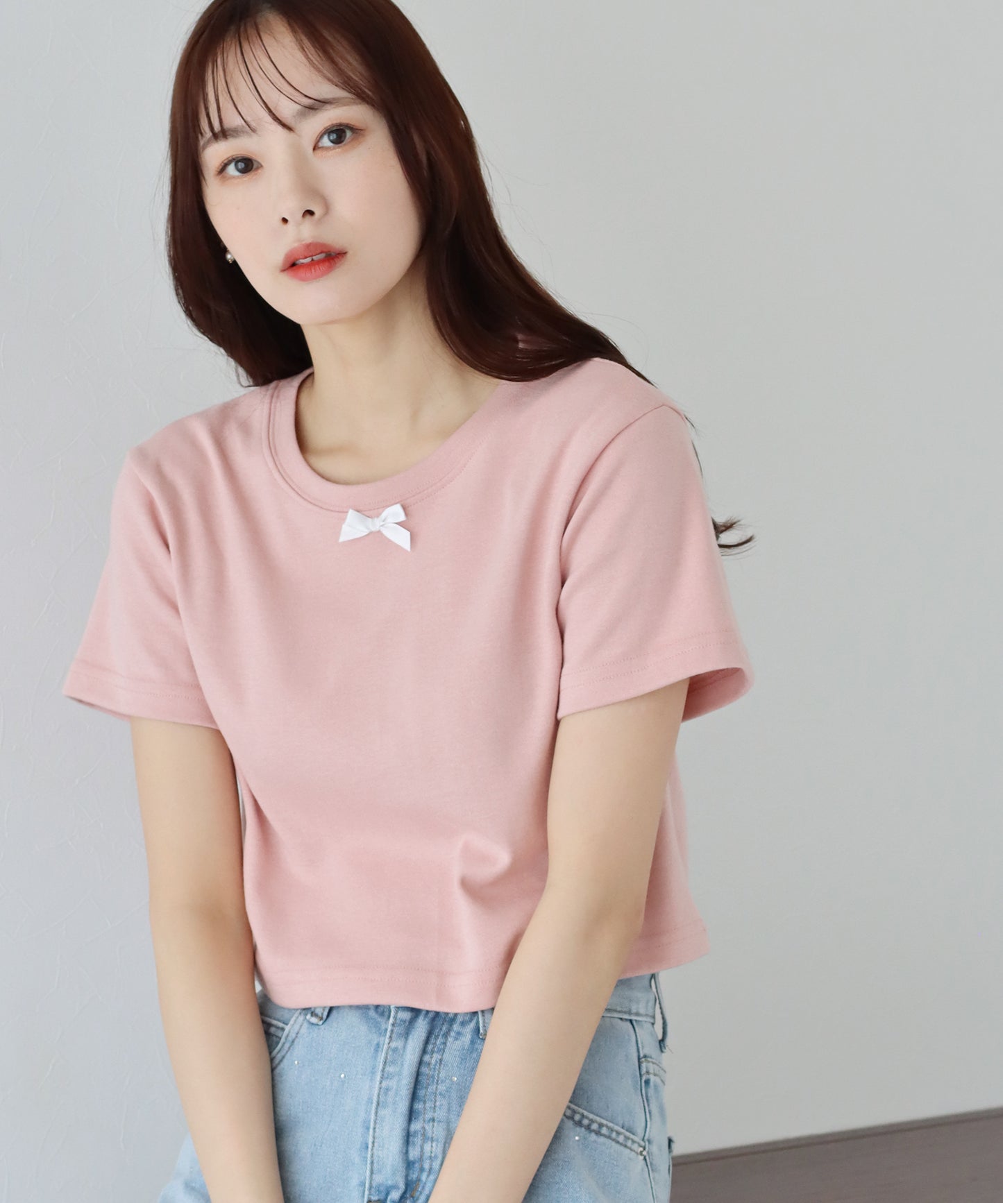 【SALE】プチリボン付きTシャツ【ネコポス】