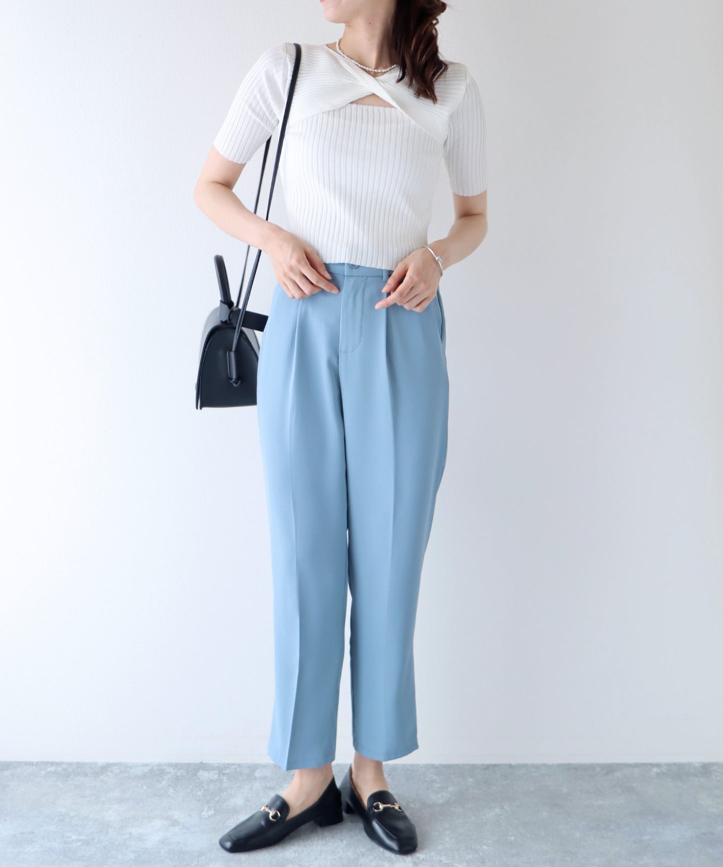【SALE】オープンネックサマーニットトップス【ネコポス】