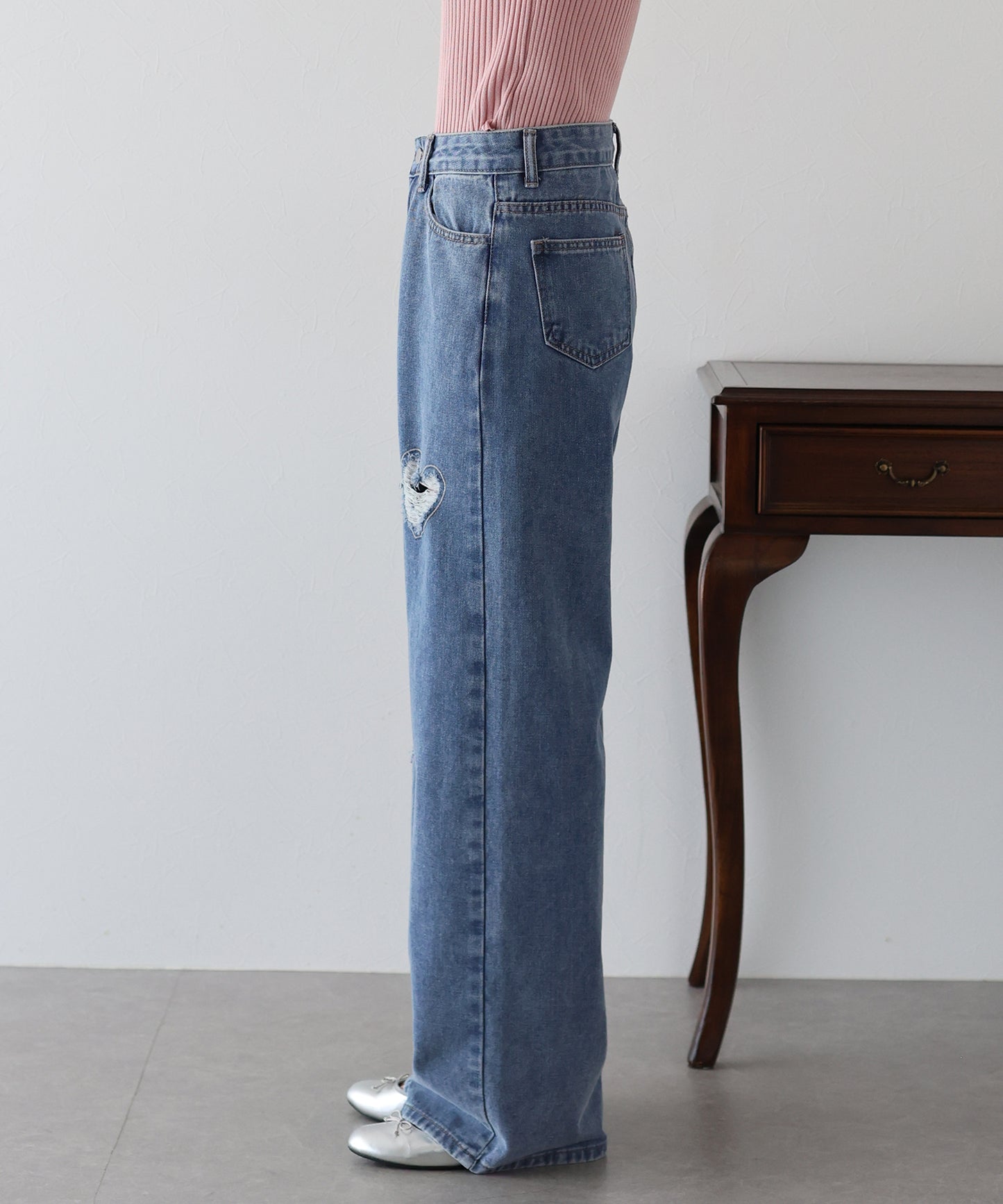 【SALE】ハートダメージデニムパンツ