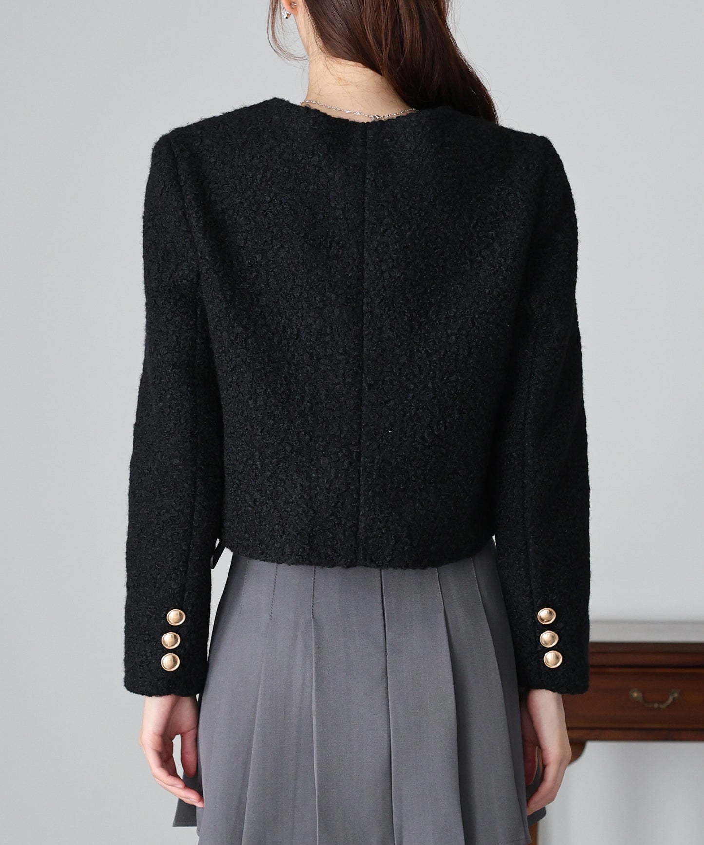 金ボタンボアコート