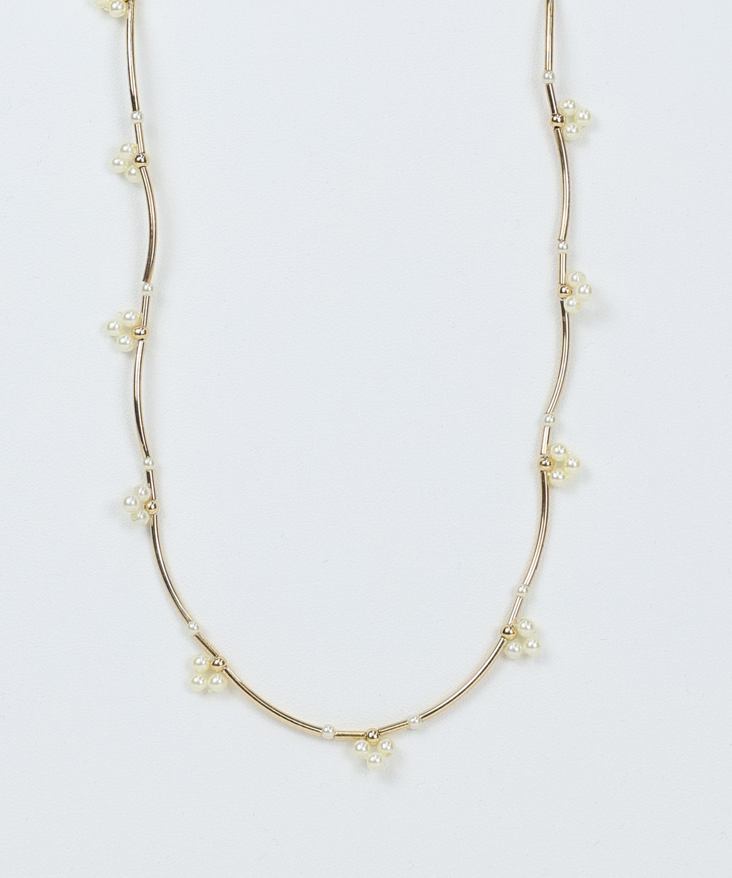 【早割5%OFF】フラワーパールバーネックレス / ニッケルフリー【ネコポス】