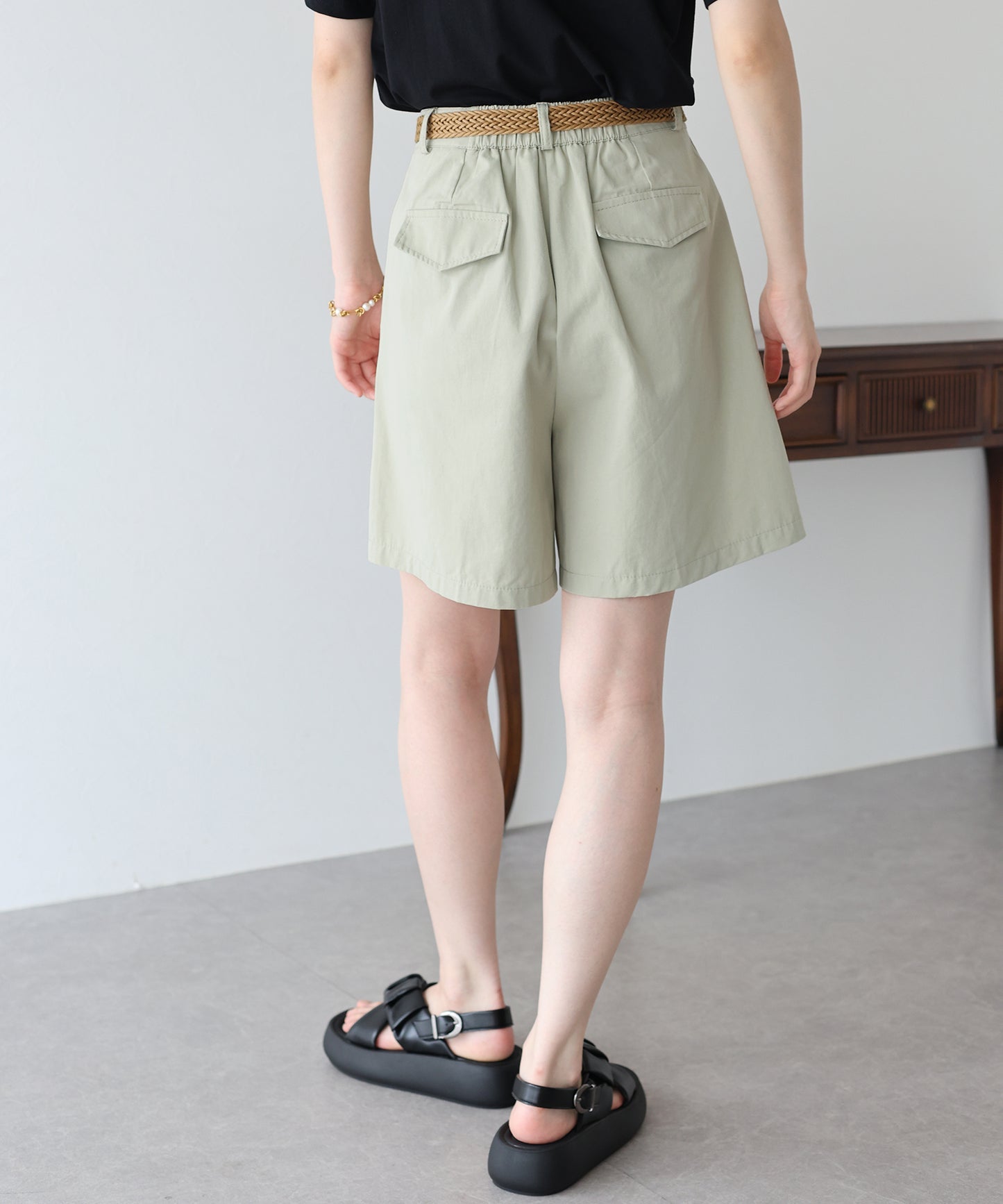 【SALE】メッシュベルト付きハーフパンツ