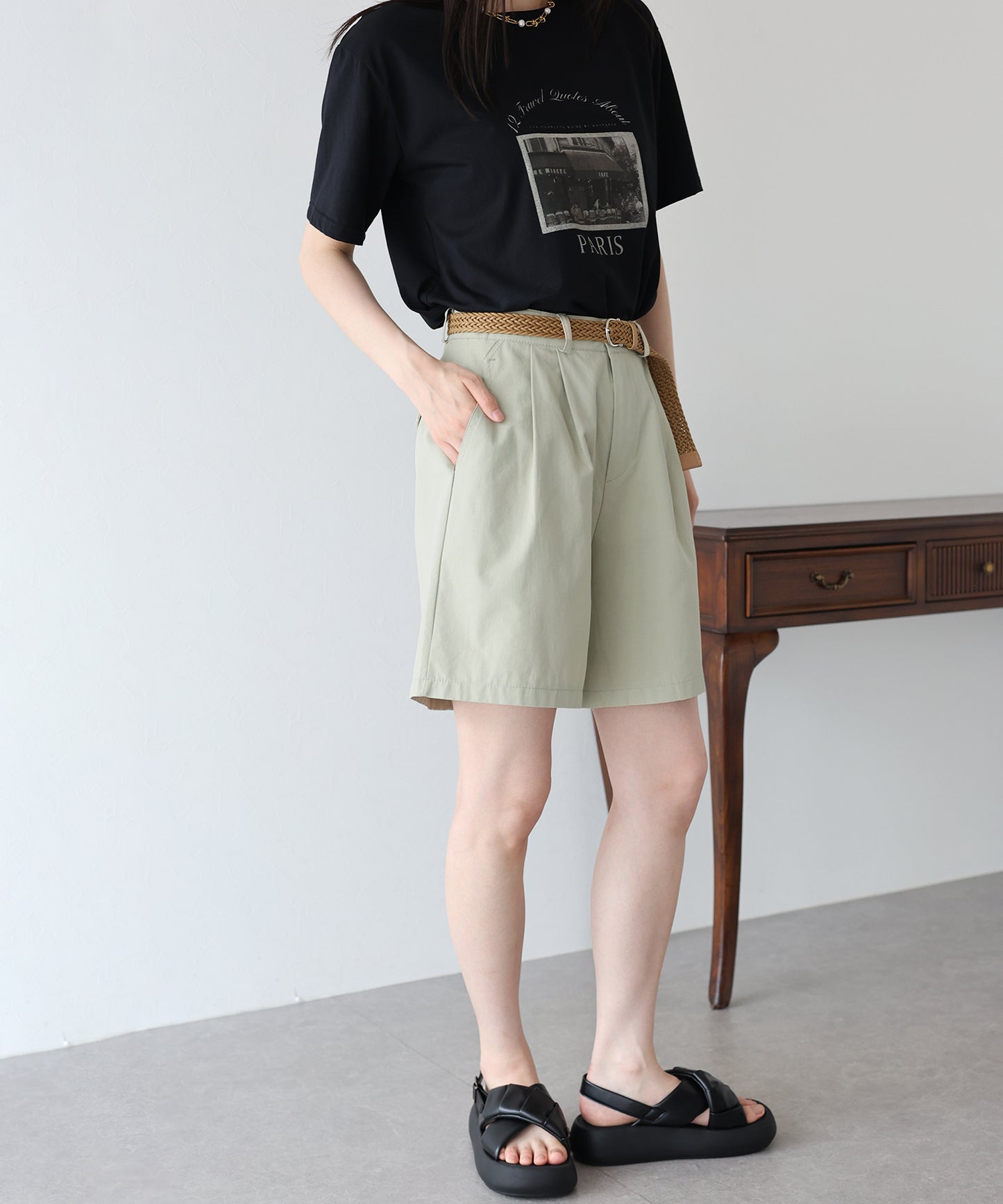 【SALE】メッシュベルト付きハーフパンツ