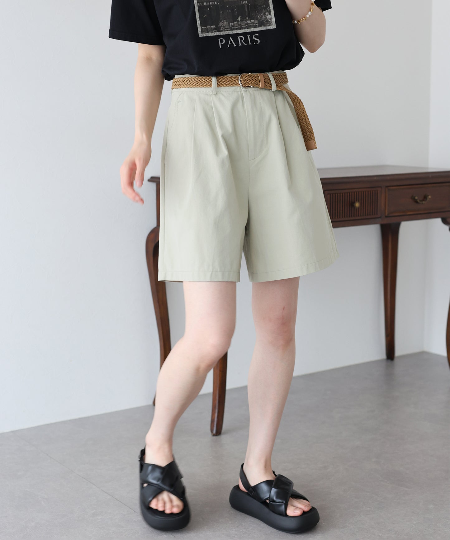 【SALE】メッシュベルト付きハーフパンツ