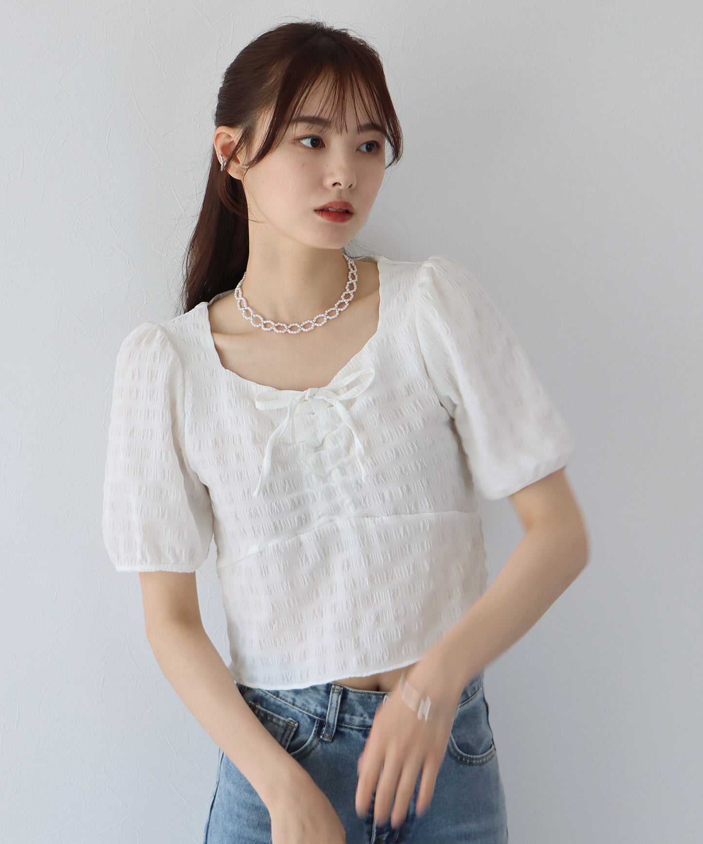 포코 포코 셔링 블라우스 【고양이 포스】