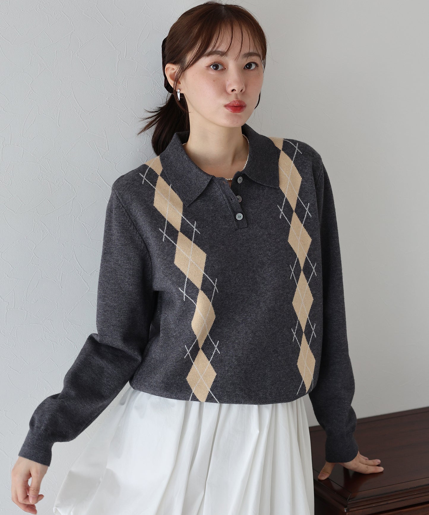 【早割5%OFF】アーガイルポロニット