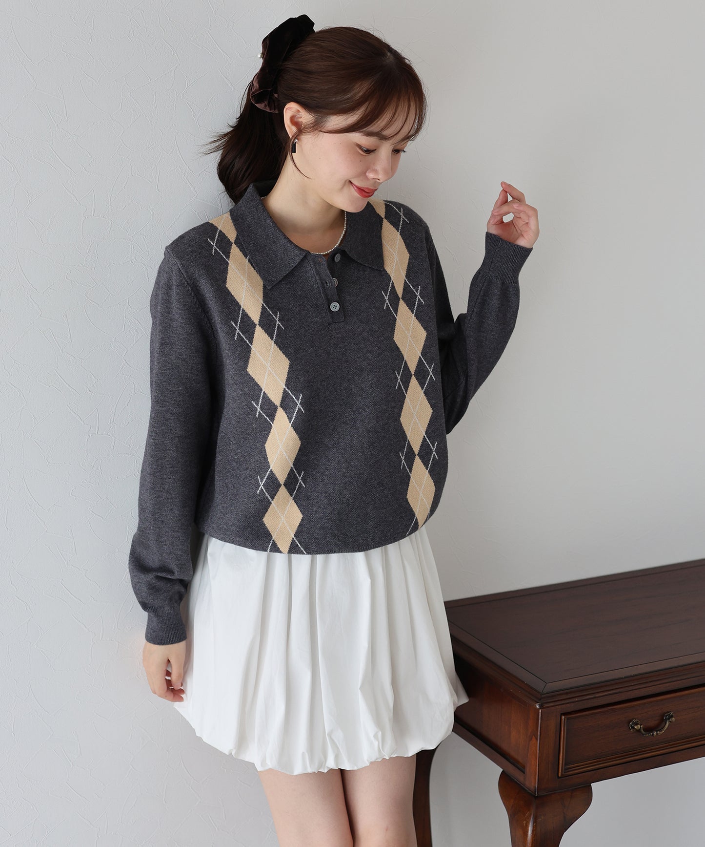 【早割5%OFF】アーガイルポロニット
