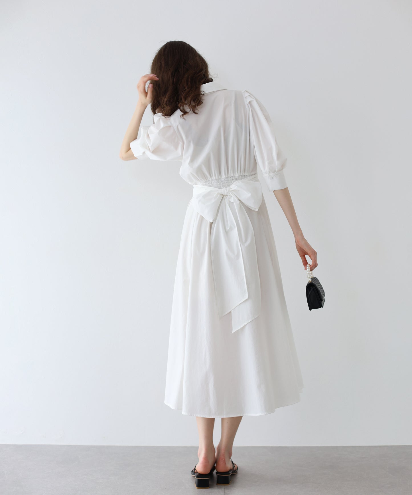 【SALE】リボンシャツワンピース