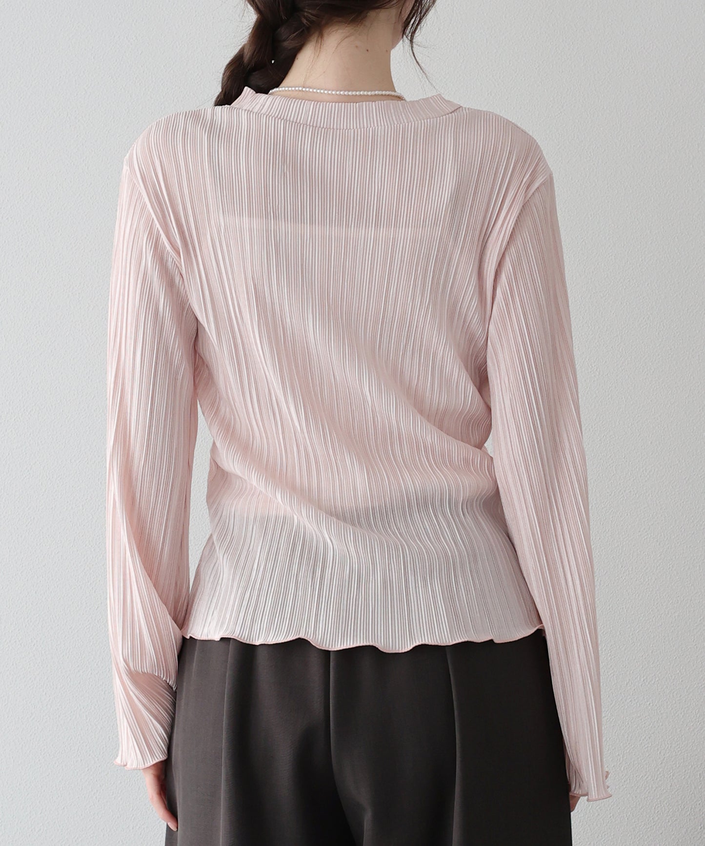 フレアスリーブランダムプリーツメローブラウス【ネコポス】