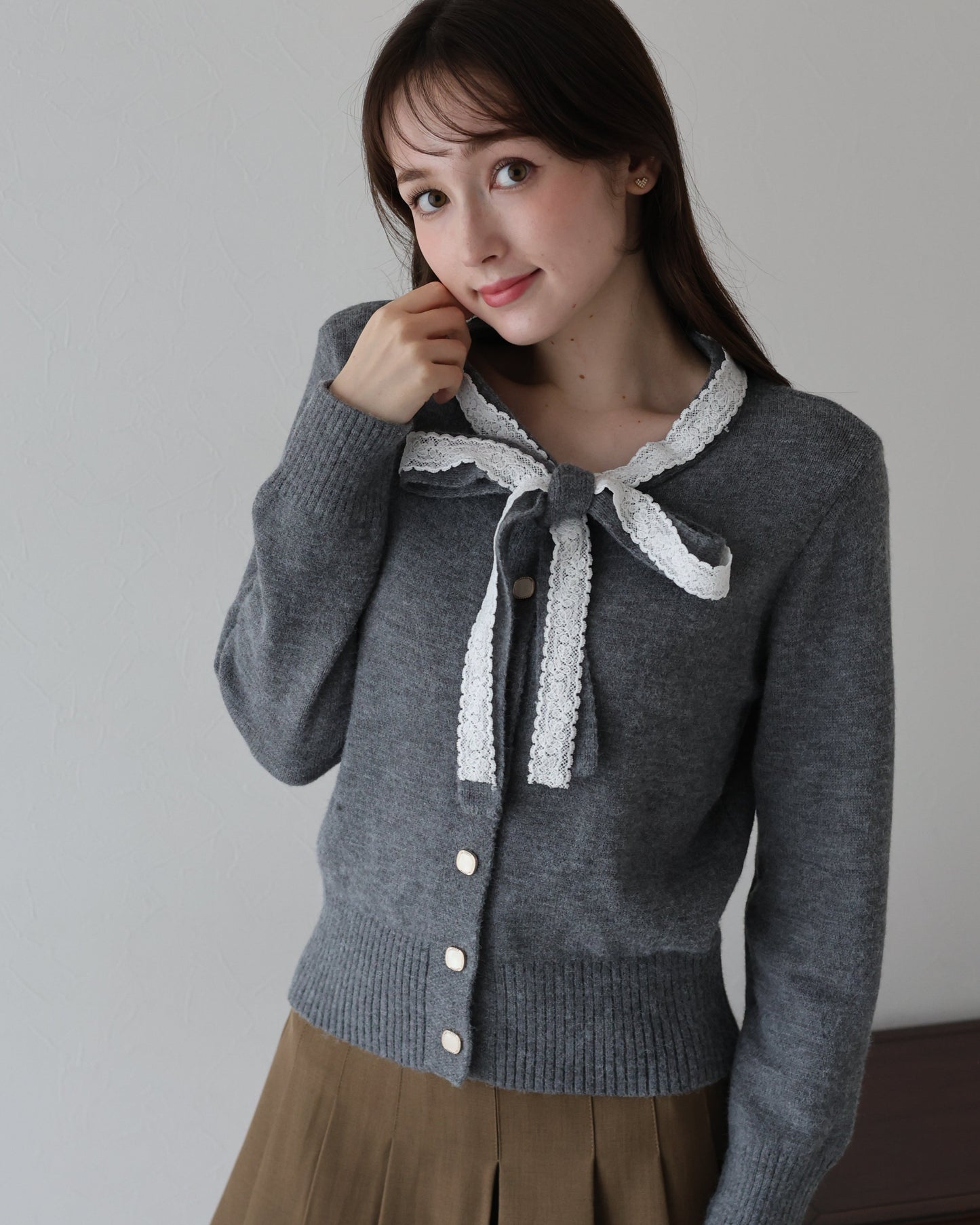 【早割5%OFF】レースリボンカーディガン