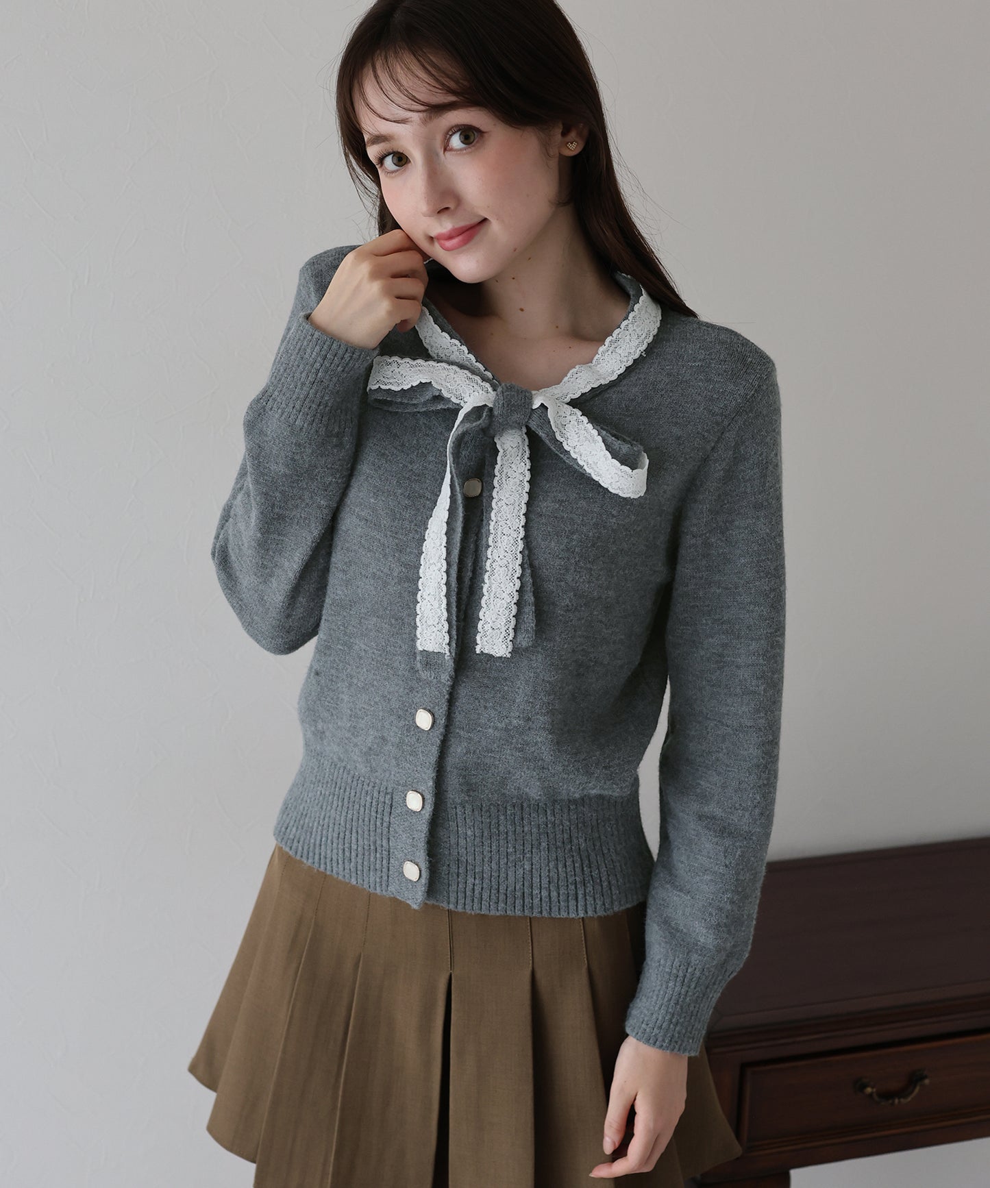 レースリボンカーディガン