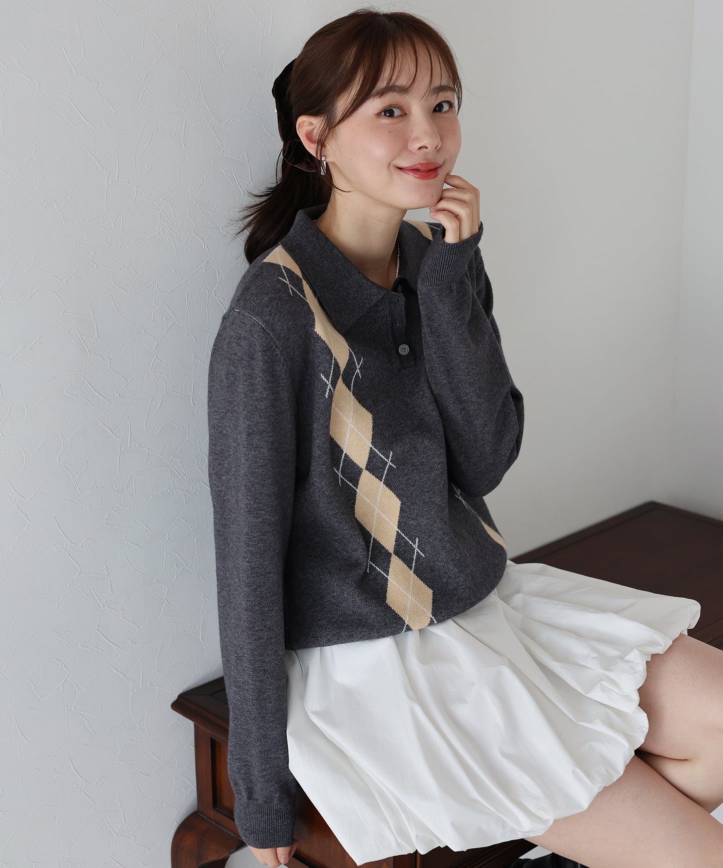 【早割5%OFF】アーガイルポロニット