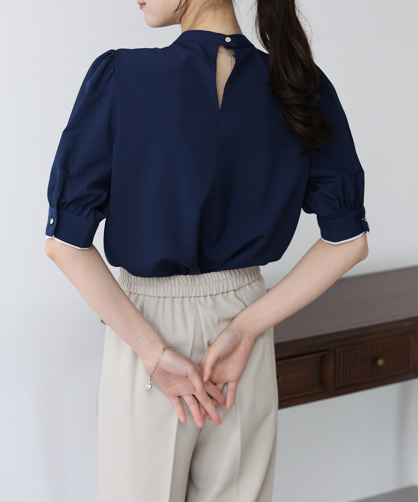 【SALE】バイカラーボウタイブラウス【ネコポス】