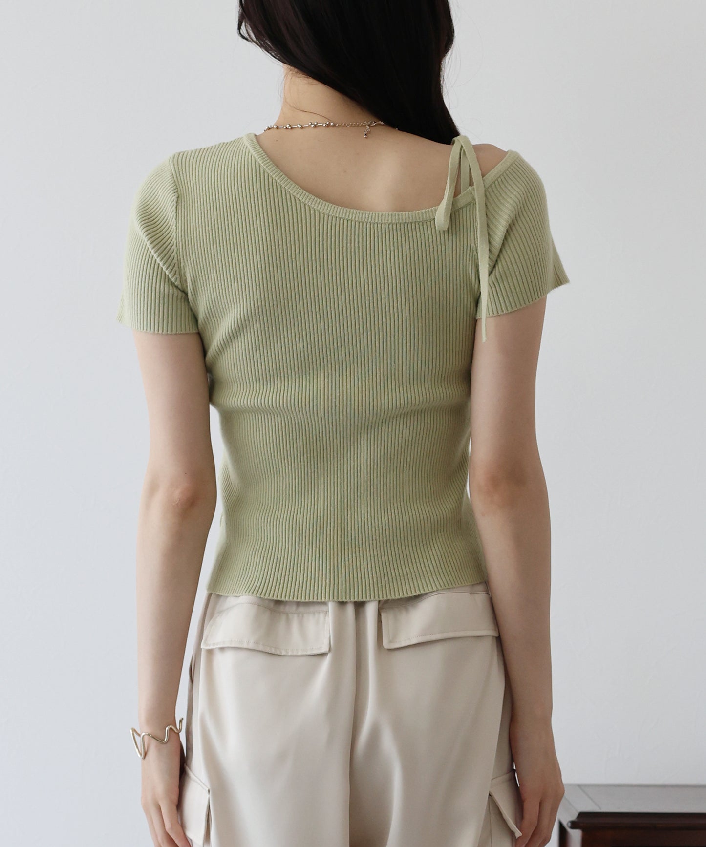 【SALE】ワンオフショルダーリボンニット【ネコポス】