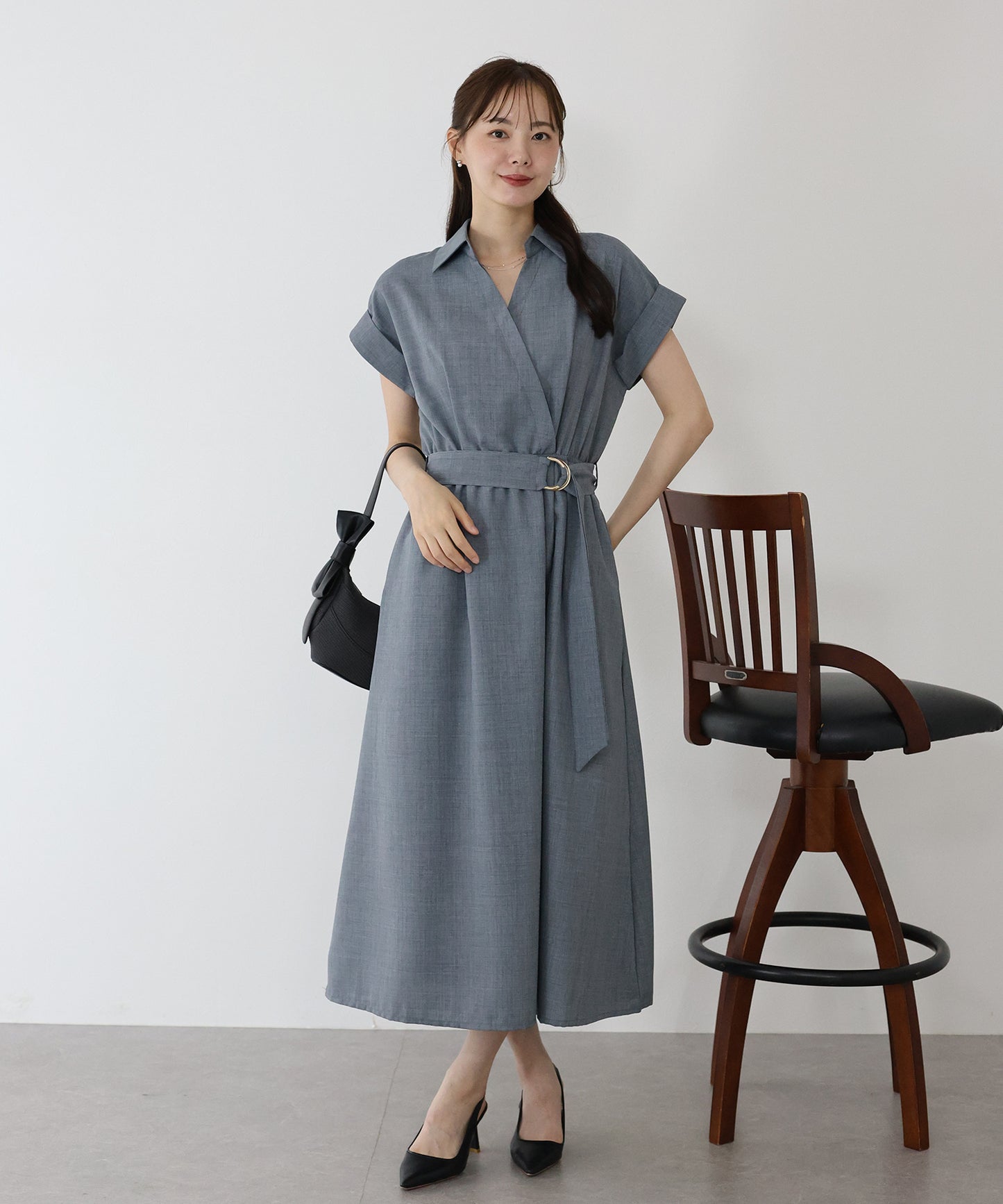 【TIME SALE】カシュクールシャツワンピース
