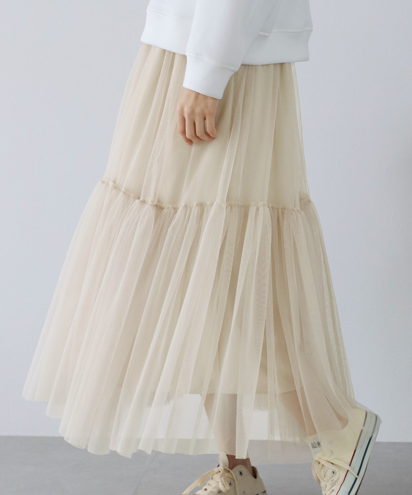 【SALE】チュールティアードスカート