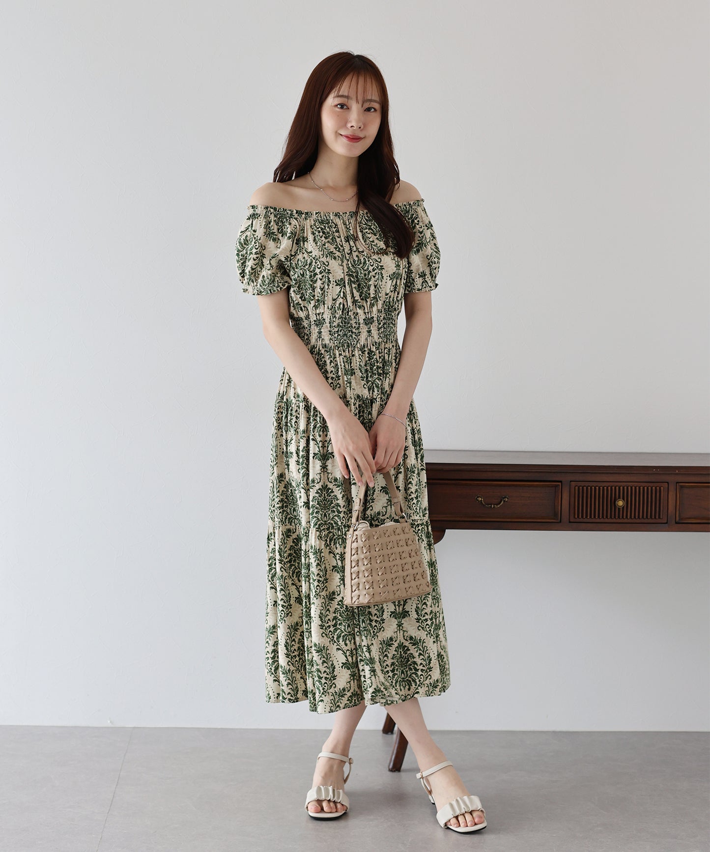 【TIME SALE】アソート柄2WAYオフショルワンピース