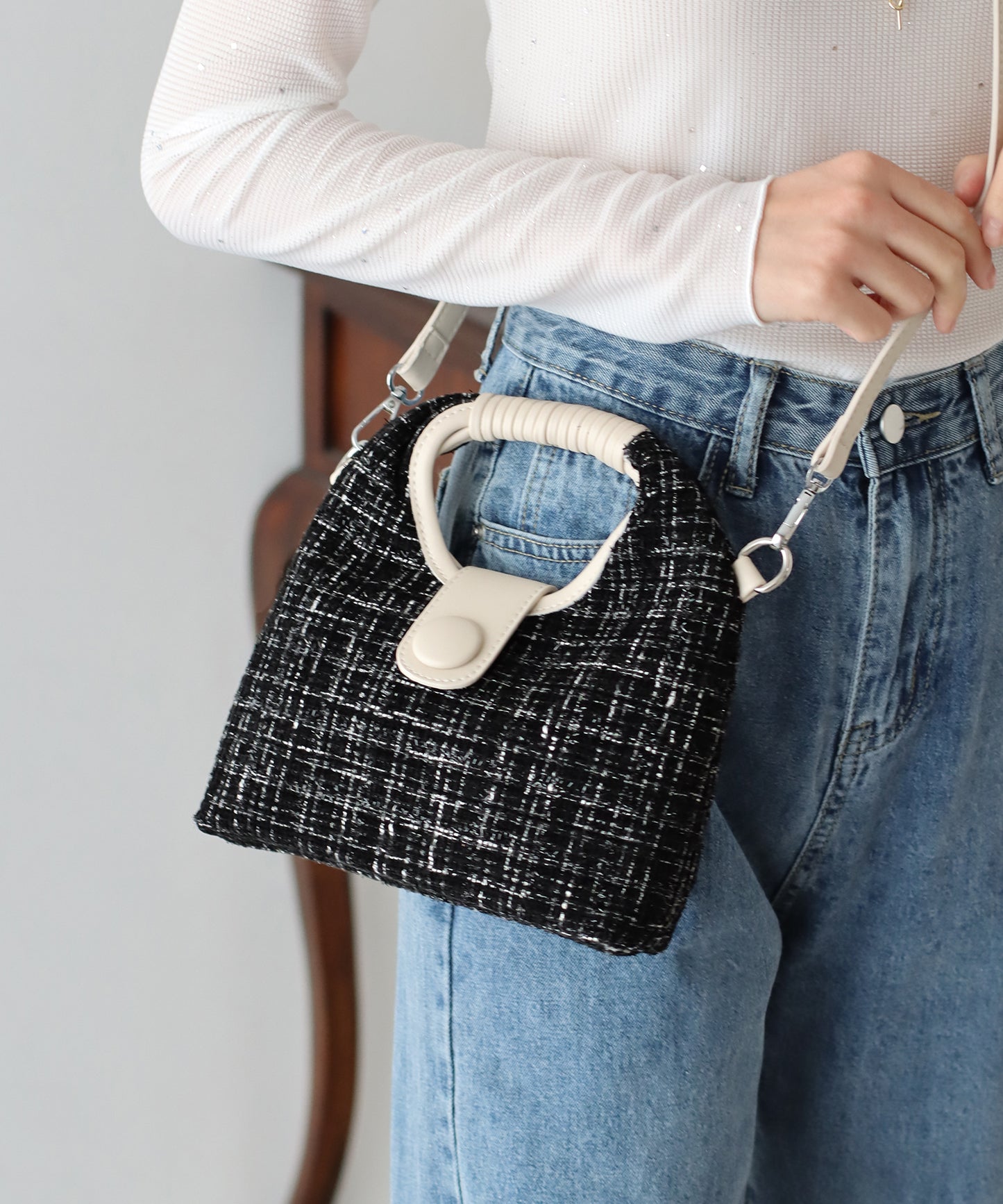 ツイードハンドバッグ