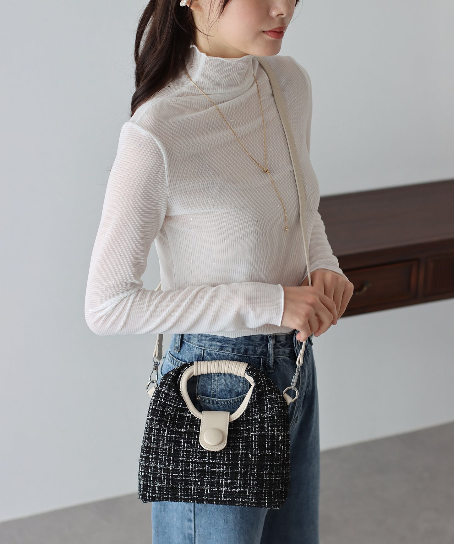 ツイードハンドバッグ