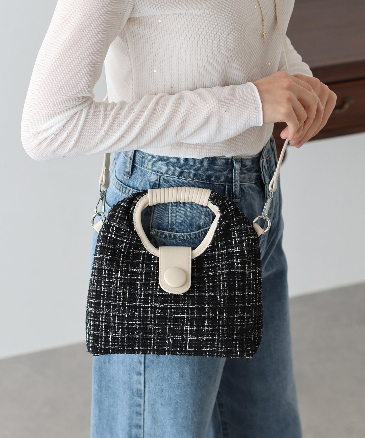 ツイードハンドバッグ