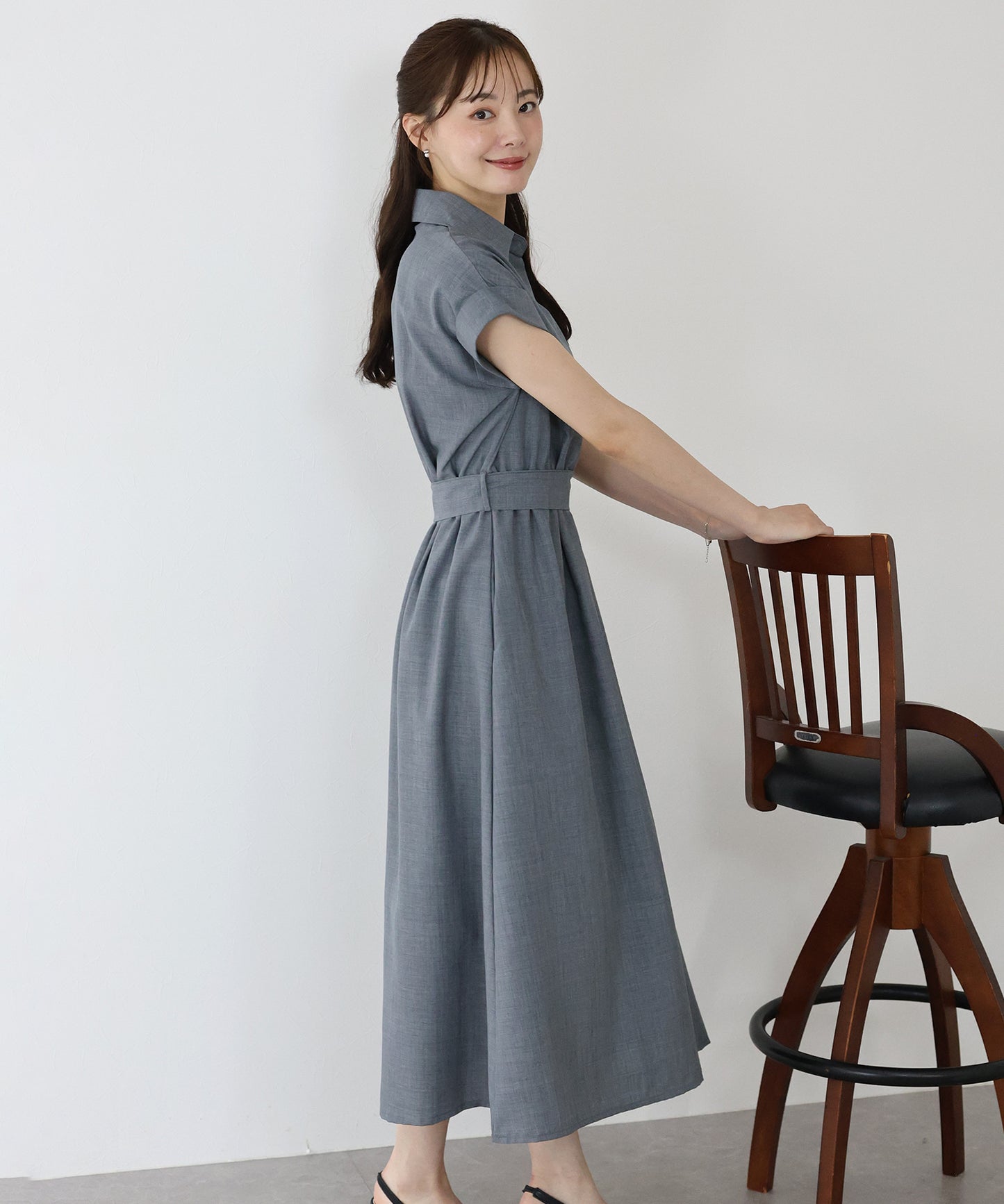 【TIME SALE】カシュクールシャツワンピース