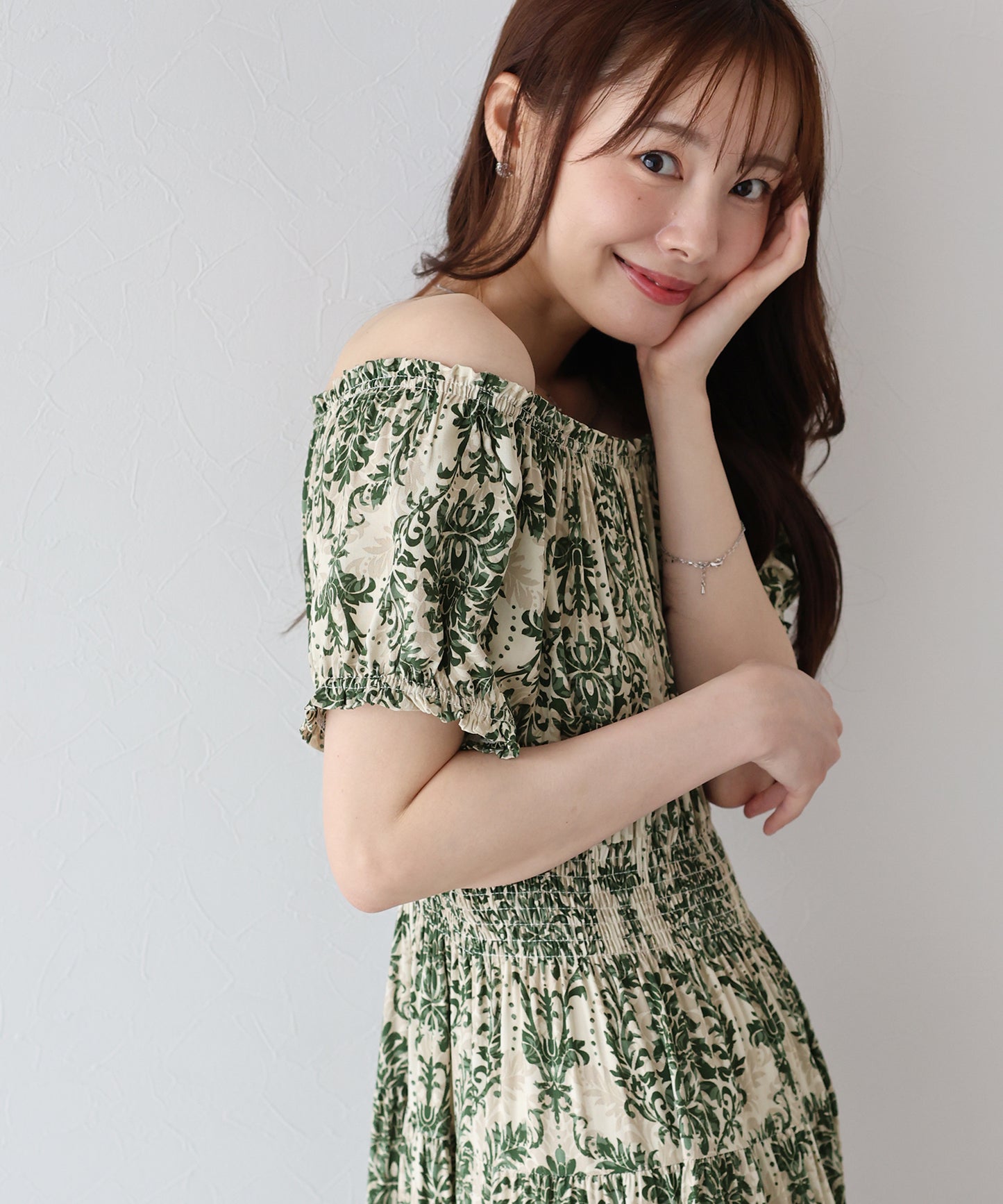 【TIME SALE】アソート柄2WAYオフショルワンピース