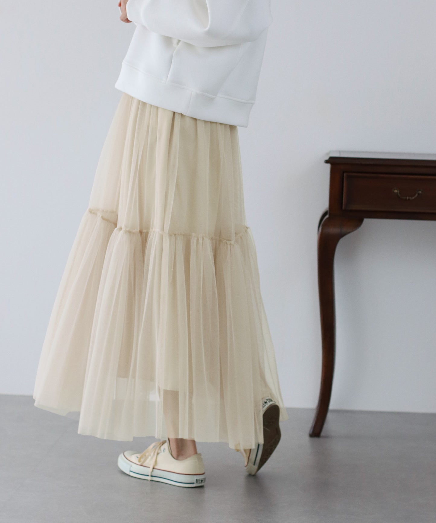 【SALE】チュールティアードスカート