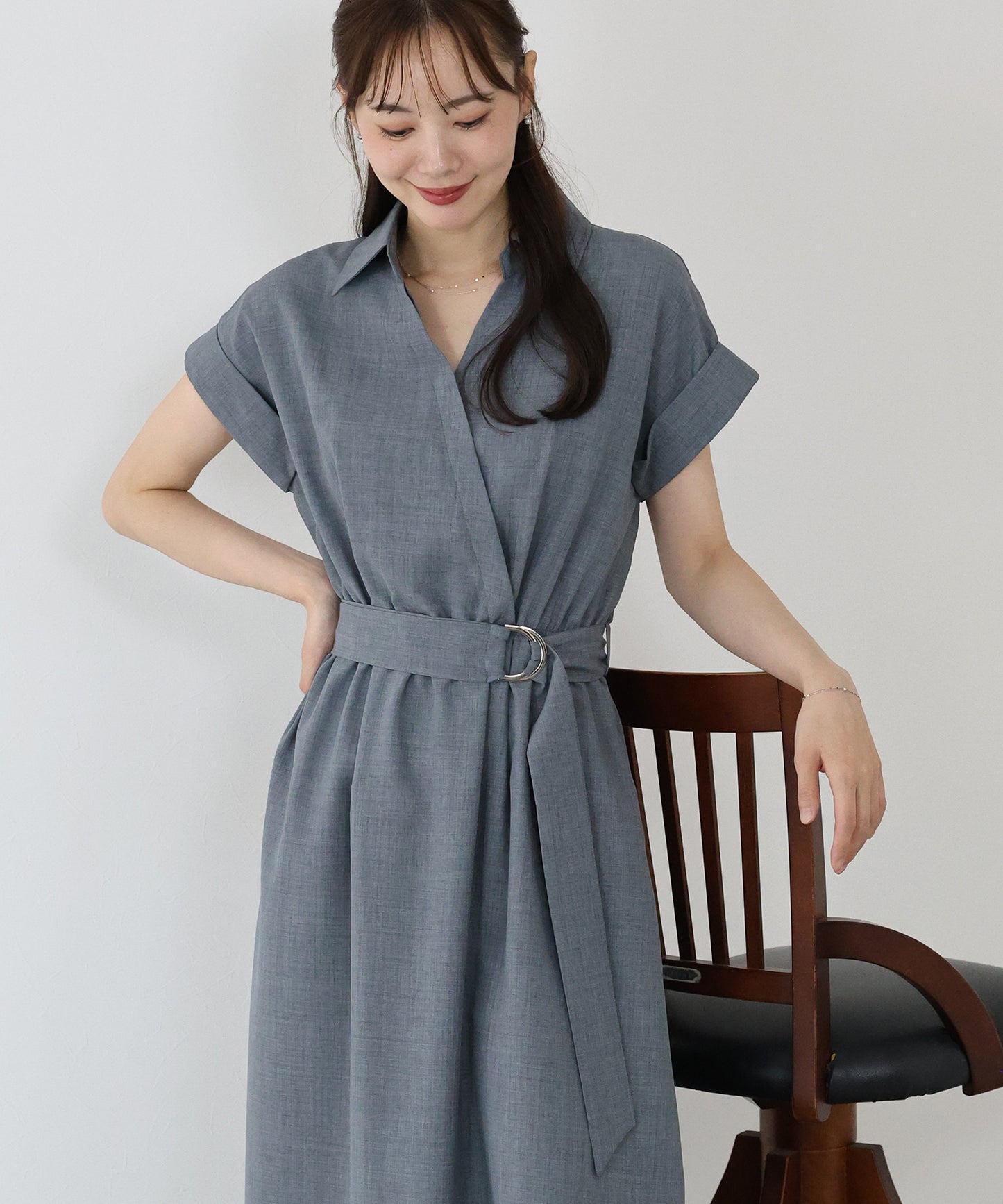 【TIME SALE】カシュクールシャツワンピース