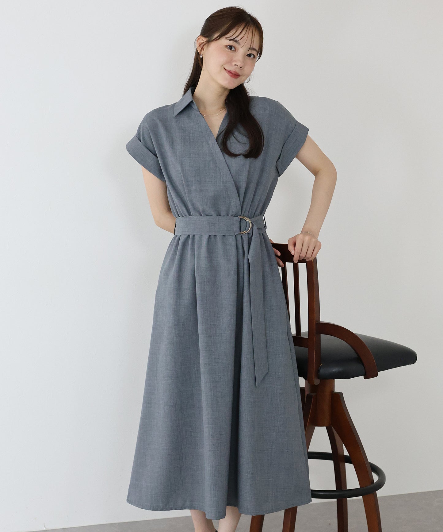 【TIME SALE】カシュクールシャツワンピース