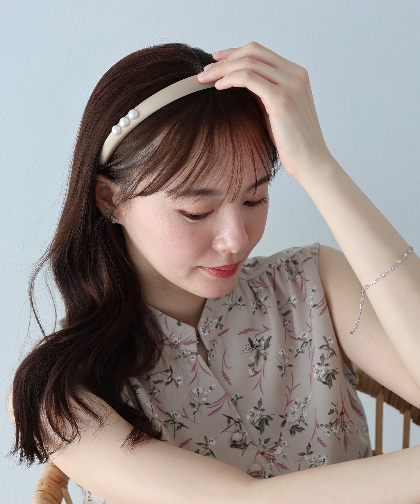 【早割5%OFF】トリプルパールサテンカチューシャ