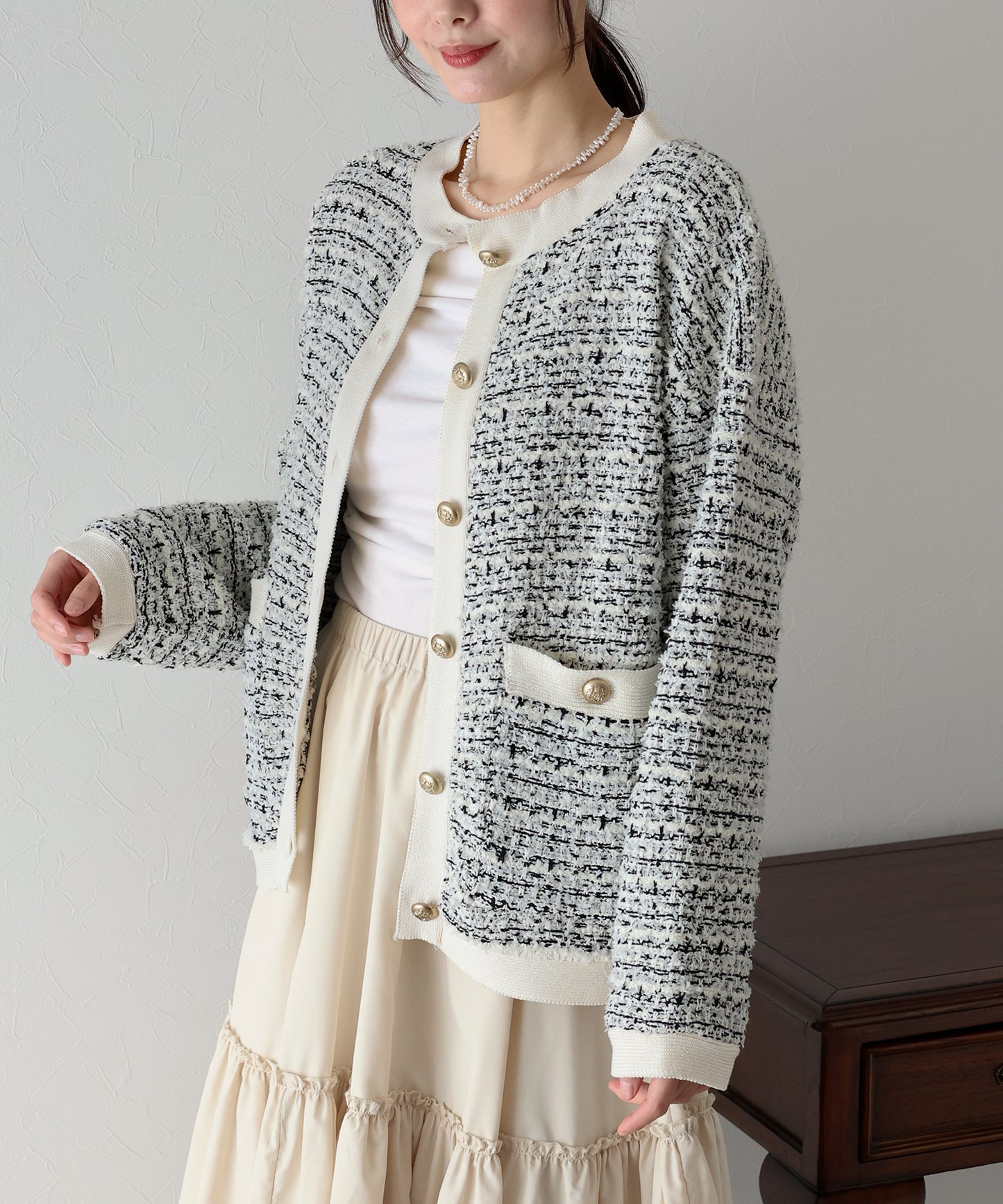 【SALE】ツイードニットジャケット